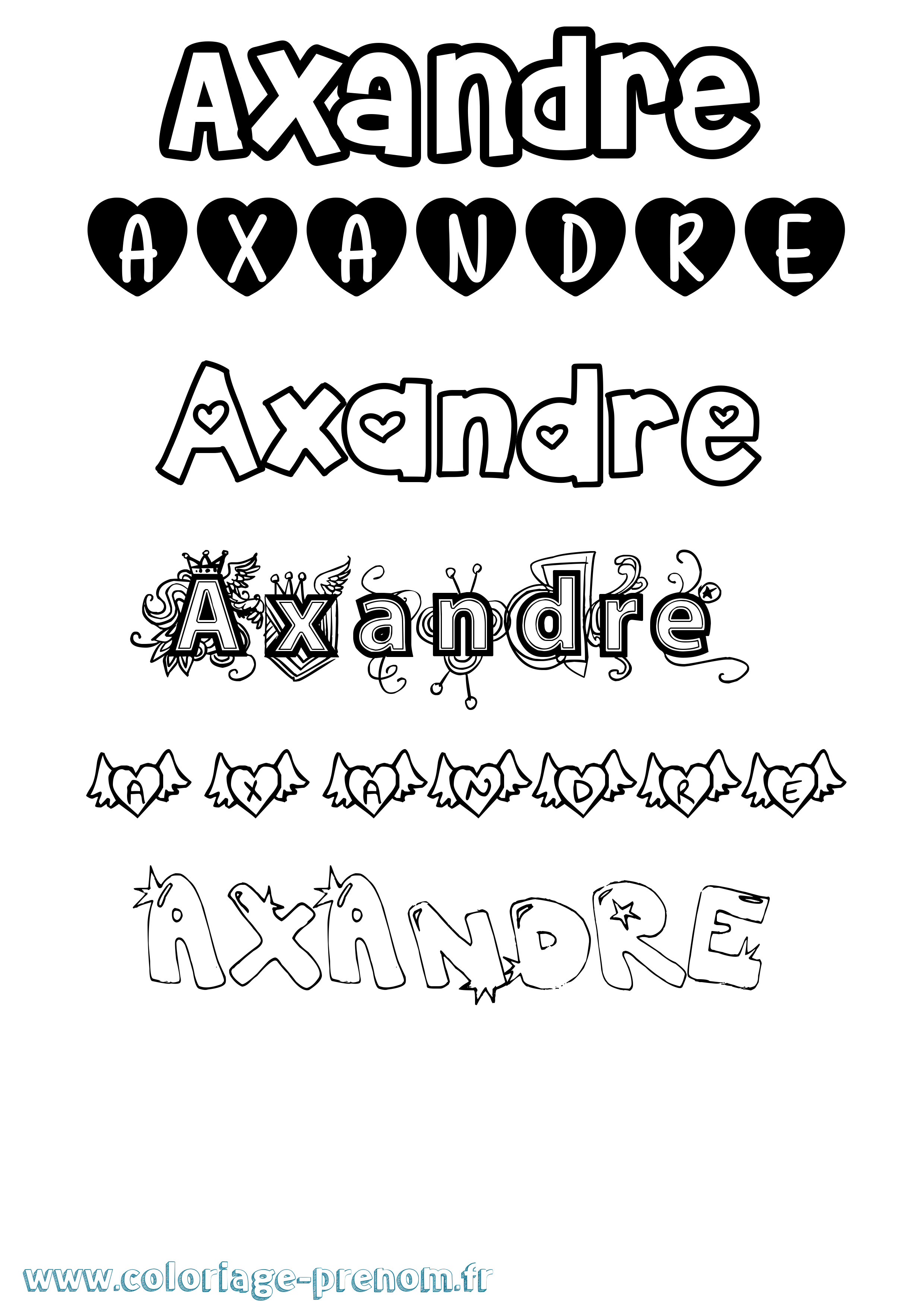 Coloriage Axandre Girly Coloriage prénom Axandre Girly