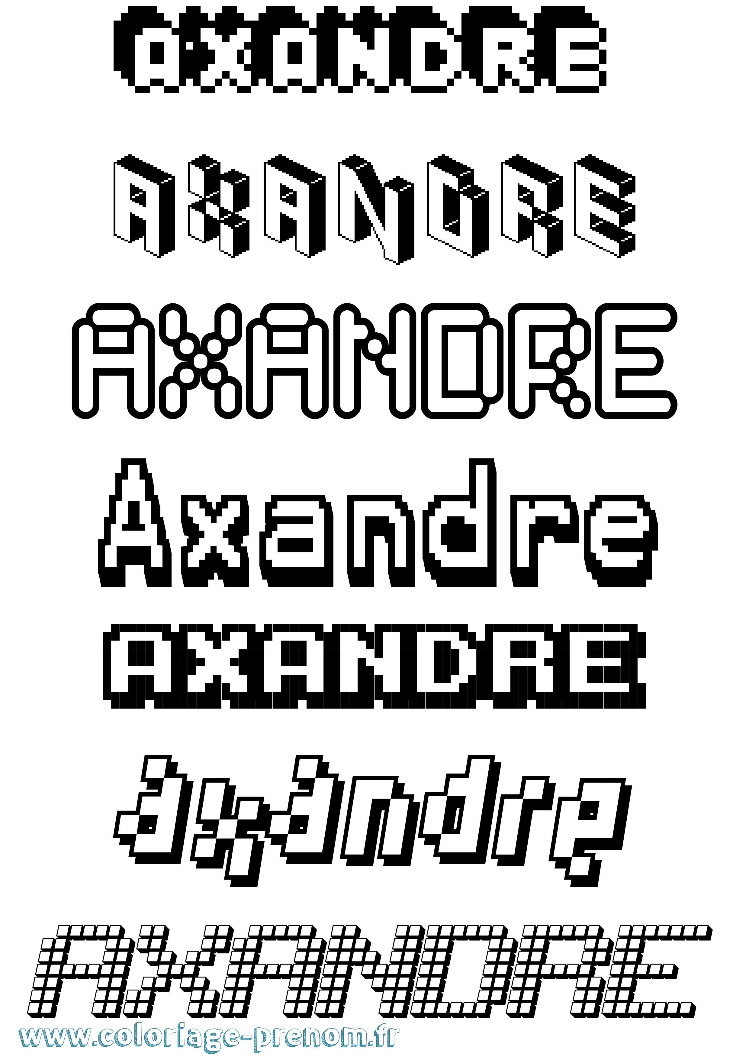 Coloriage Axandre Pixel Coloriage prénom Axandre Pixel