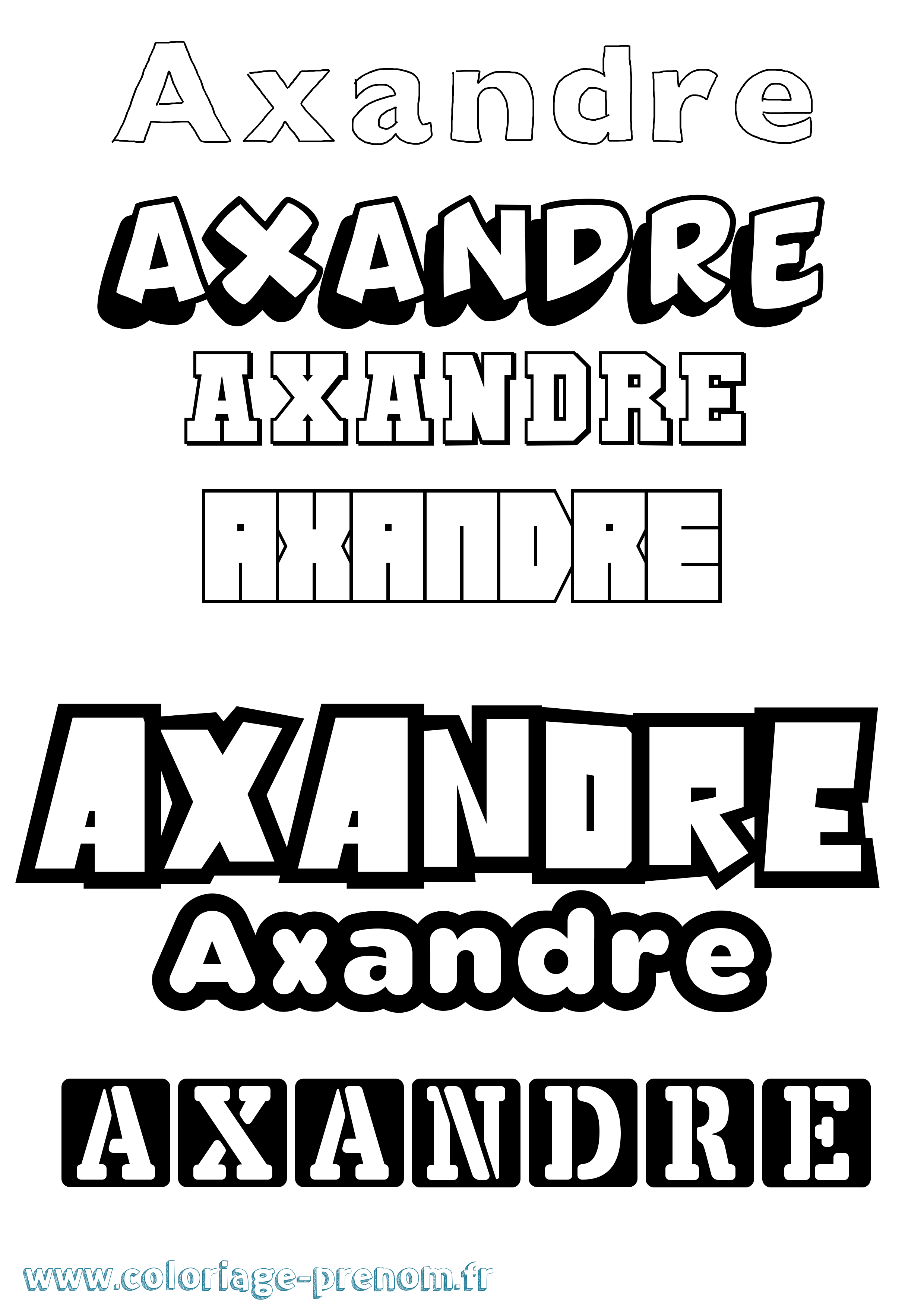 Coloriage Axandre Simple Coloriage prénom Axandre Simple