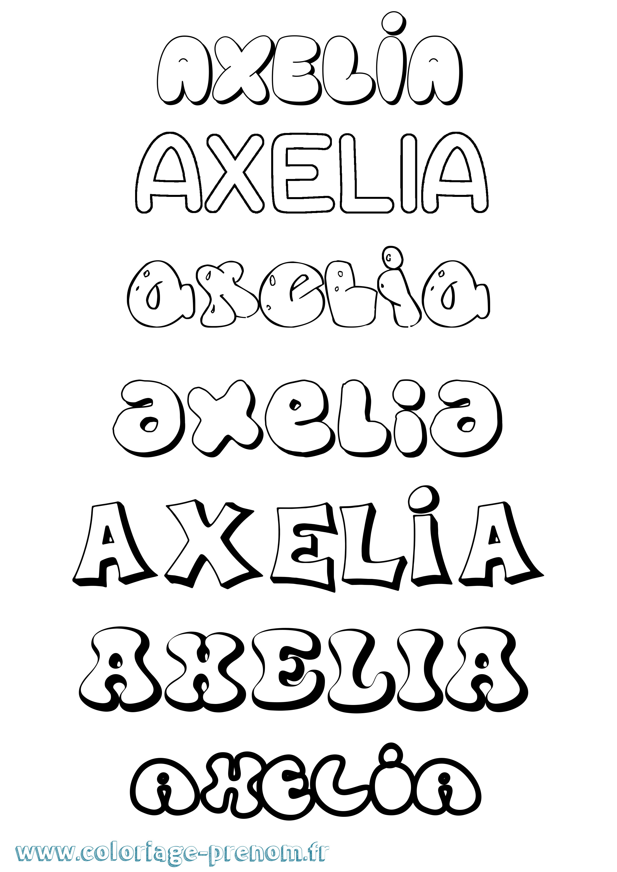 Coloriage Axelia Bubble Coloriage prénom Axelia Bubble