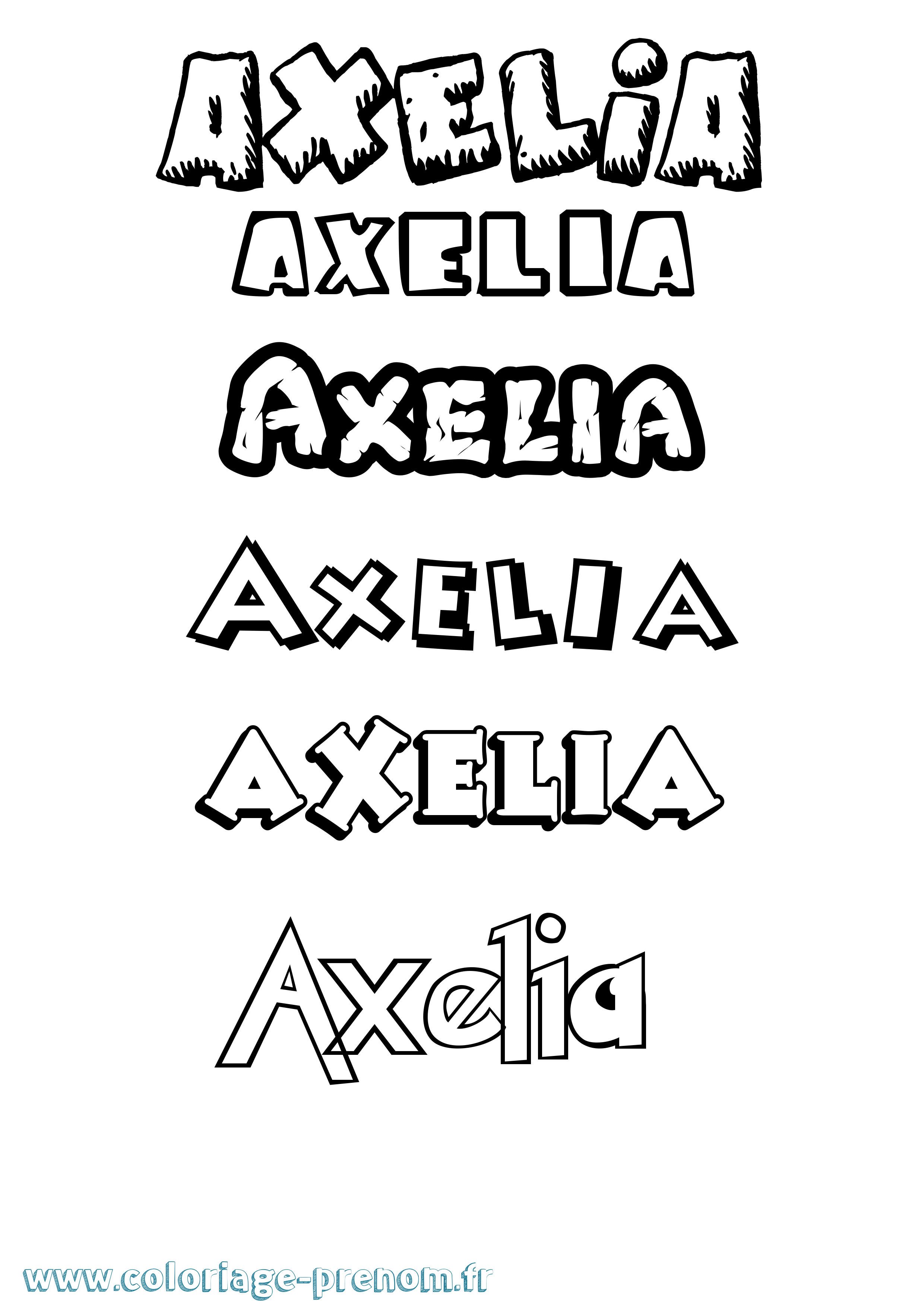 Coloriage Axelia Dessin Animé Coloriage prénom Axelia Dessin Animé