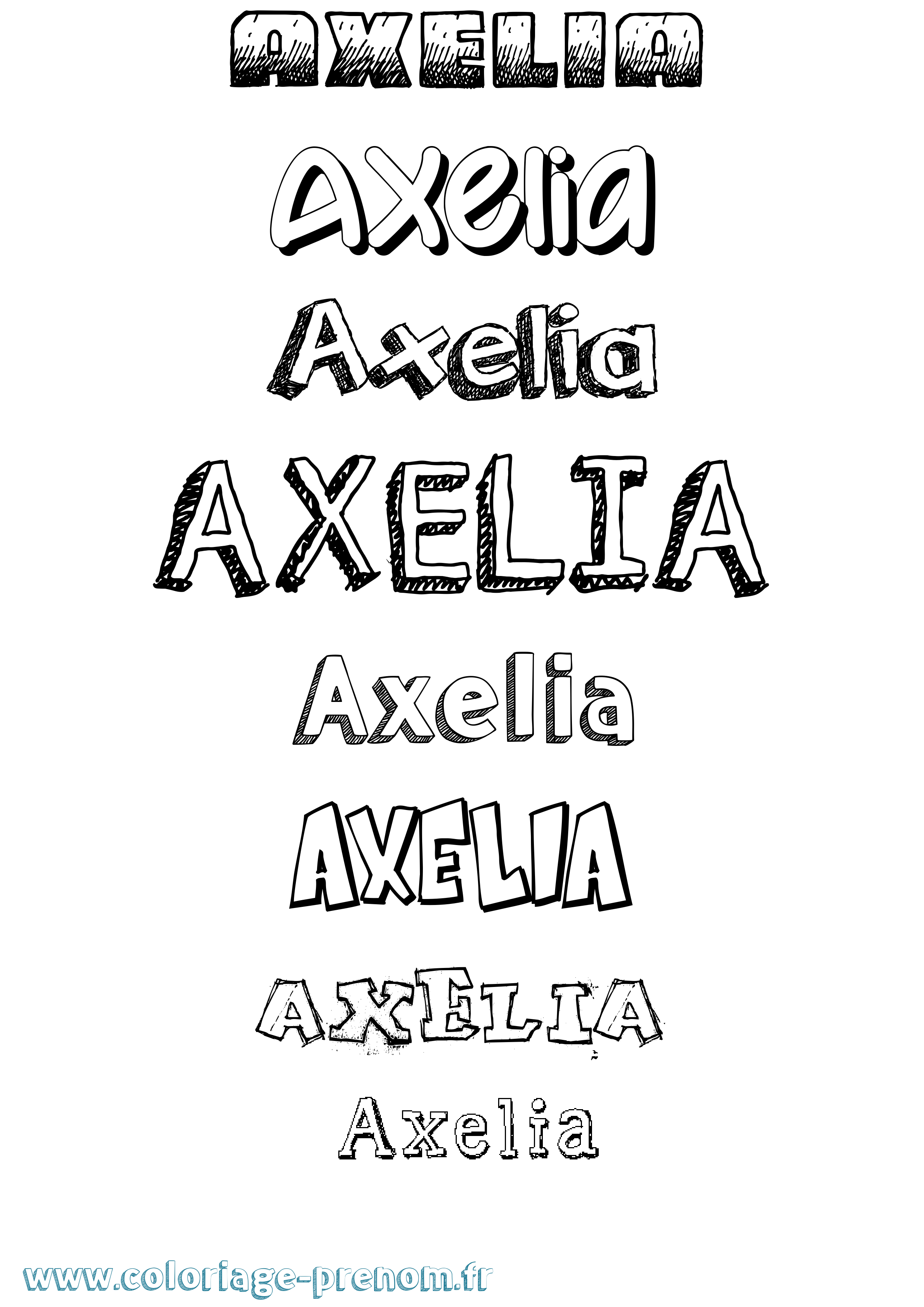 Coloriage Axelia Dessiné Coloriage prénom Axelia Dessiné