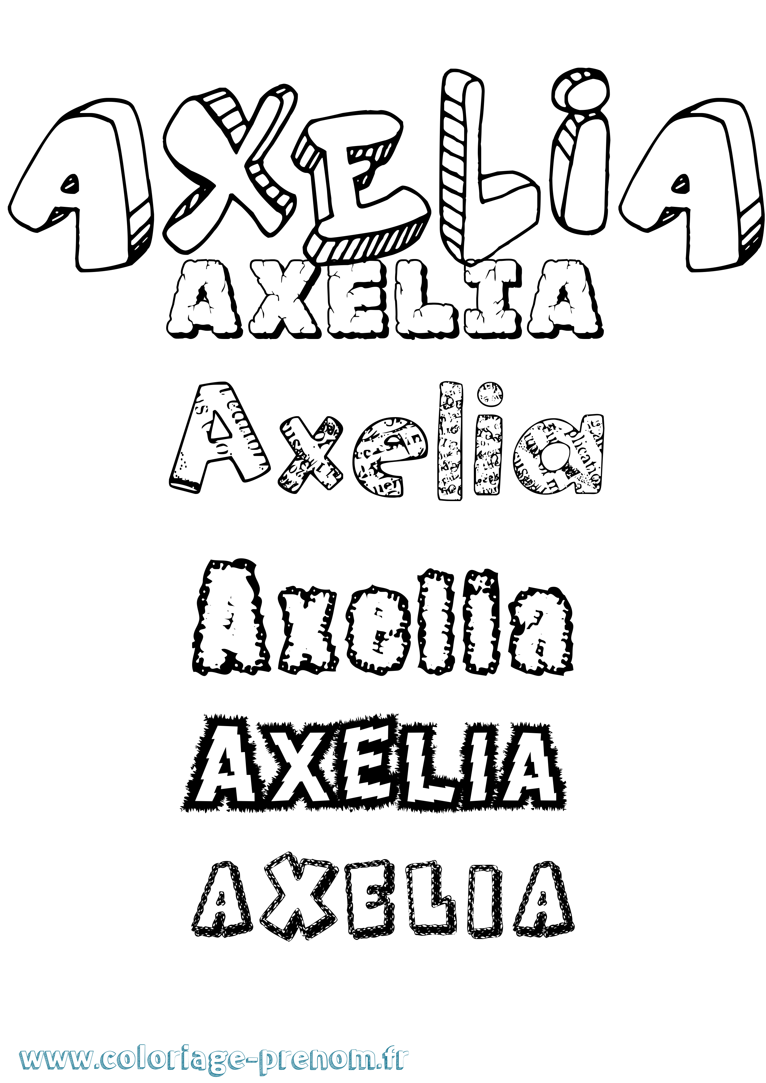 Coloriage Axelia Destructuré Coloriage prénom Axelia Destructuré