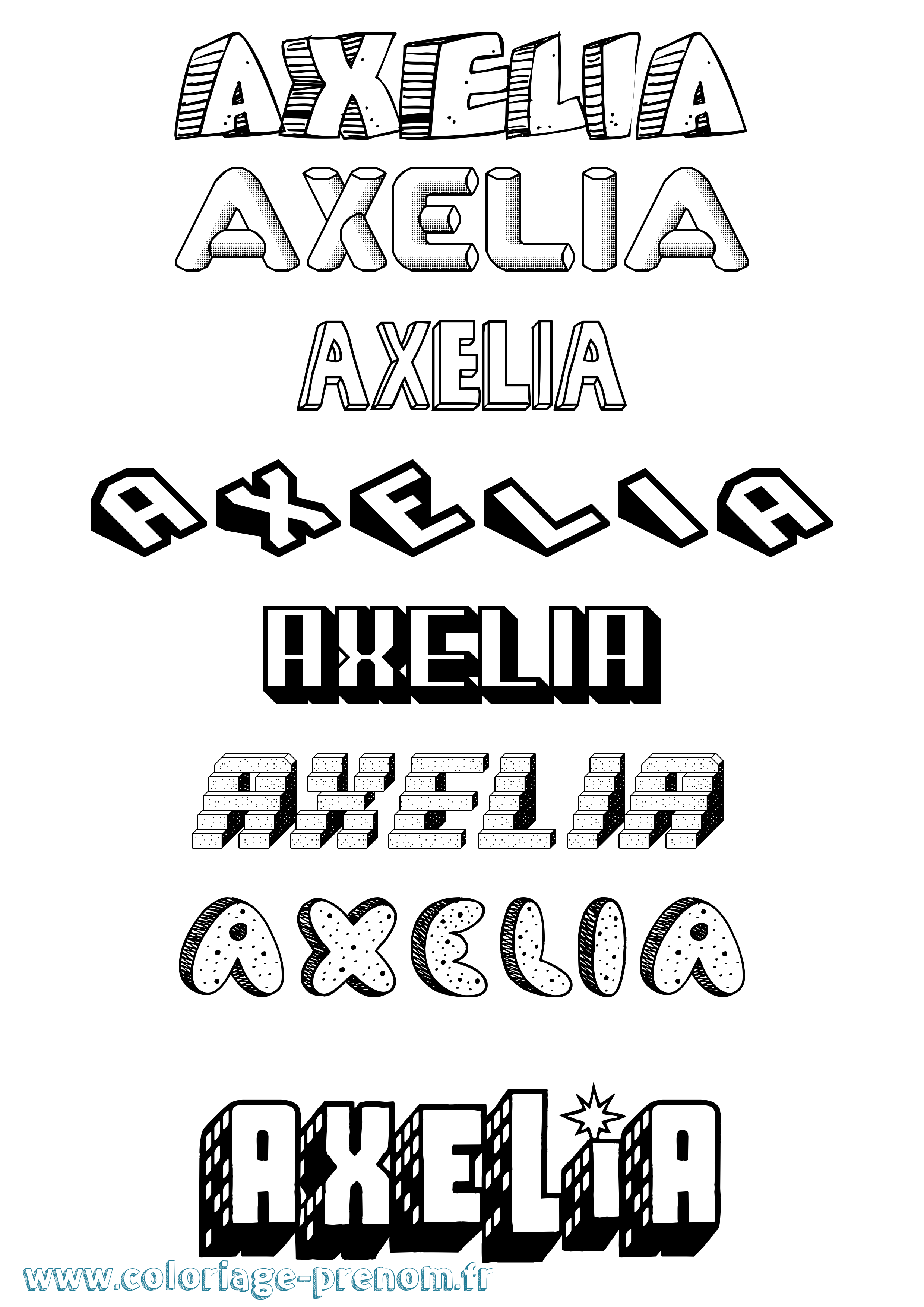 Coloriage Axelia Effet 3D Coloriage prénom Axelia Effet 3D