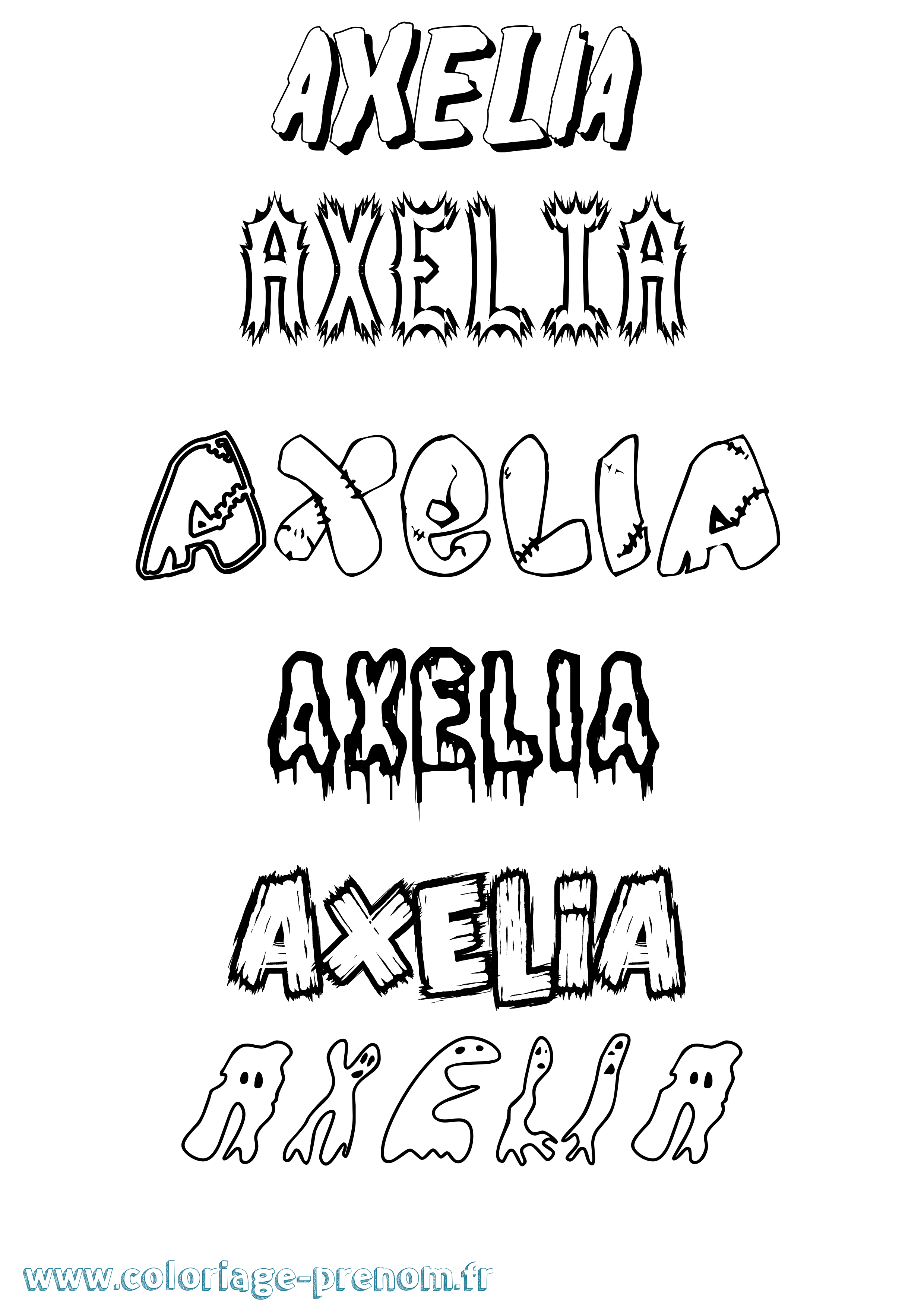 Coloriage Axelia Frisson Coloriage prénom Axelia Frisson