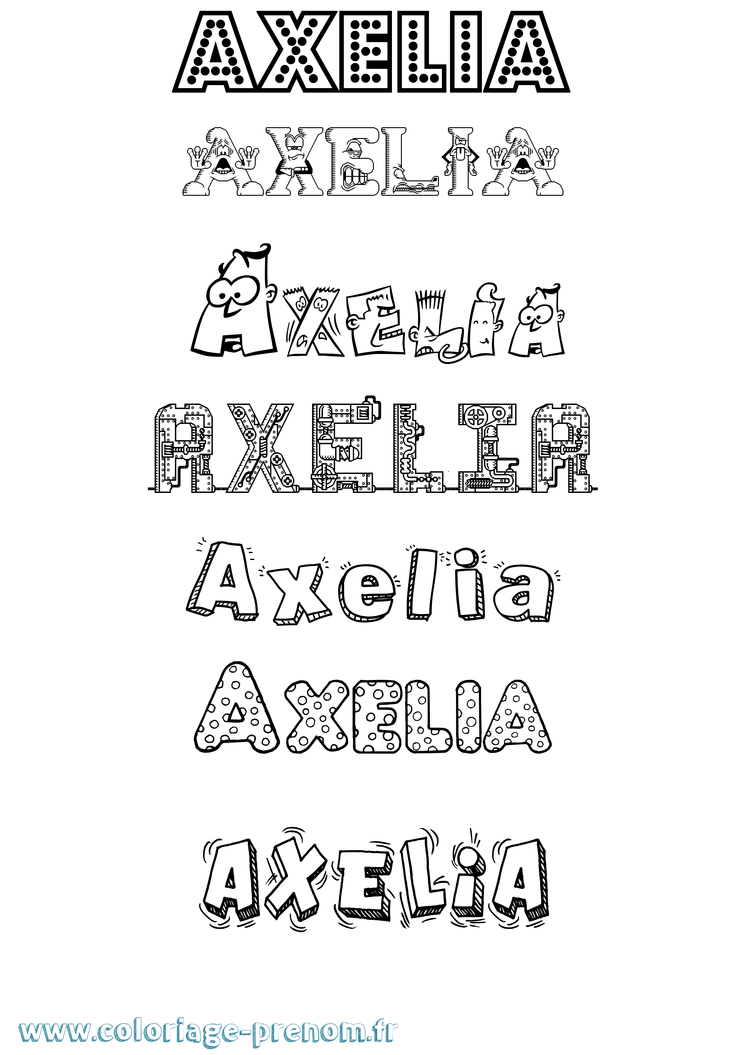 Coloriage Axelia Fun Coloriage prénom Axelia Fun