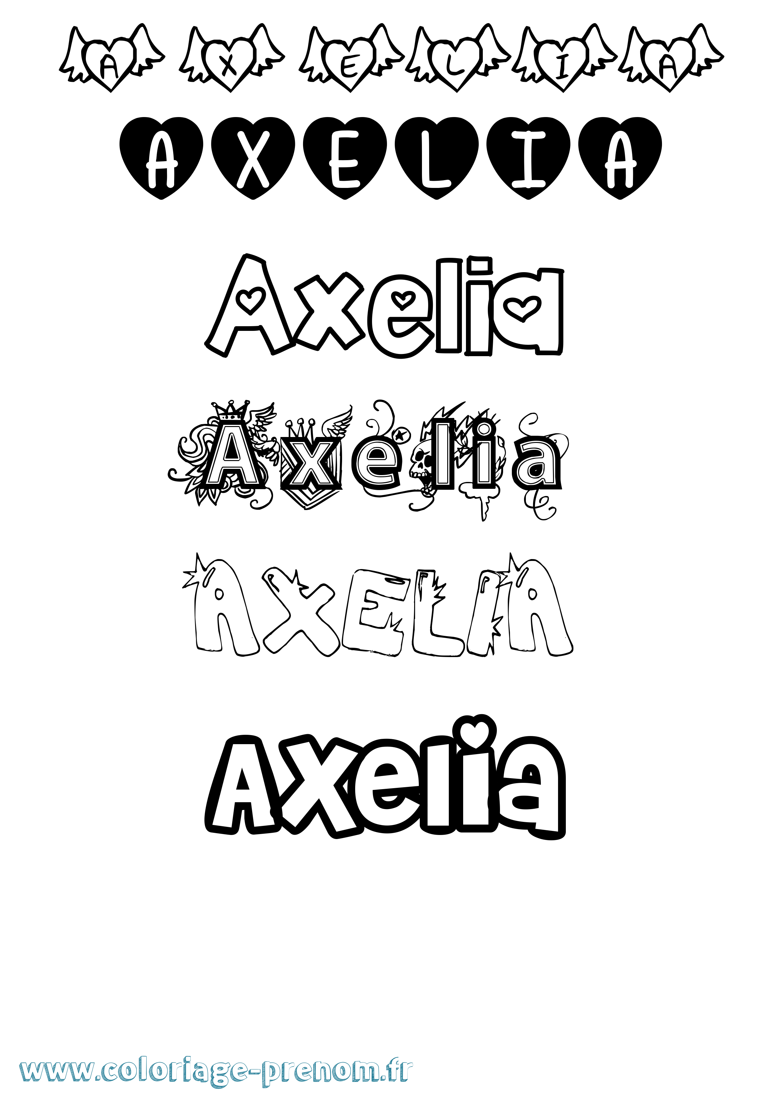 Coloriage Axelia Girly Coloriage prénom Axelia Girly