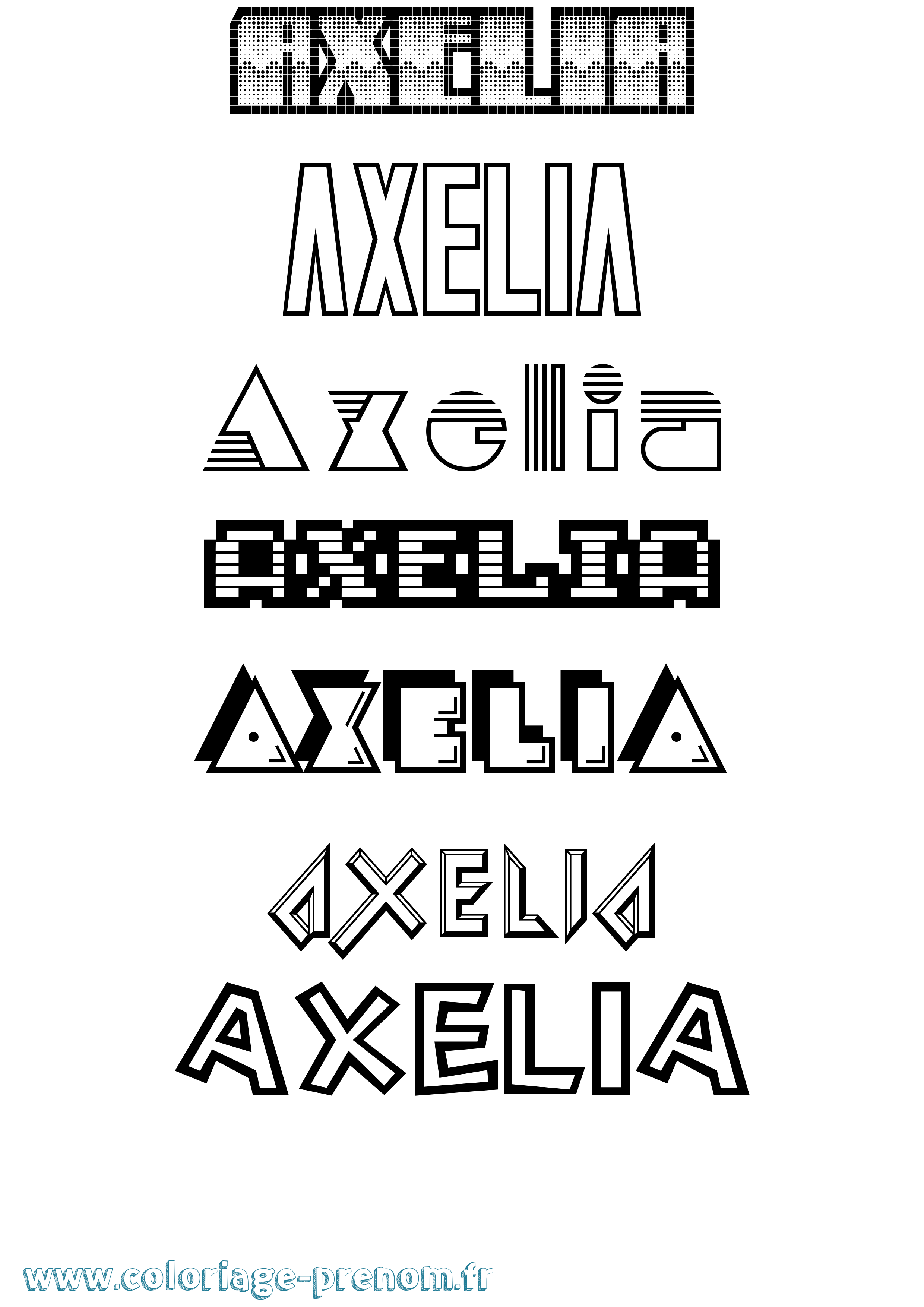Coloriage Axelia Jeux Vidéos Coloriage prénom Axelia Jeux Vidéos