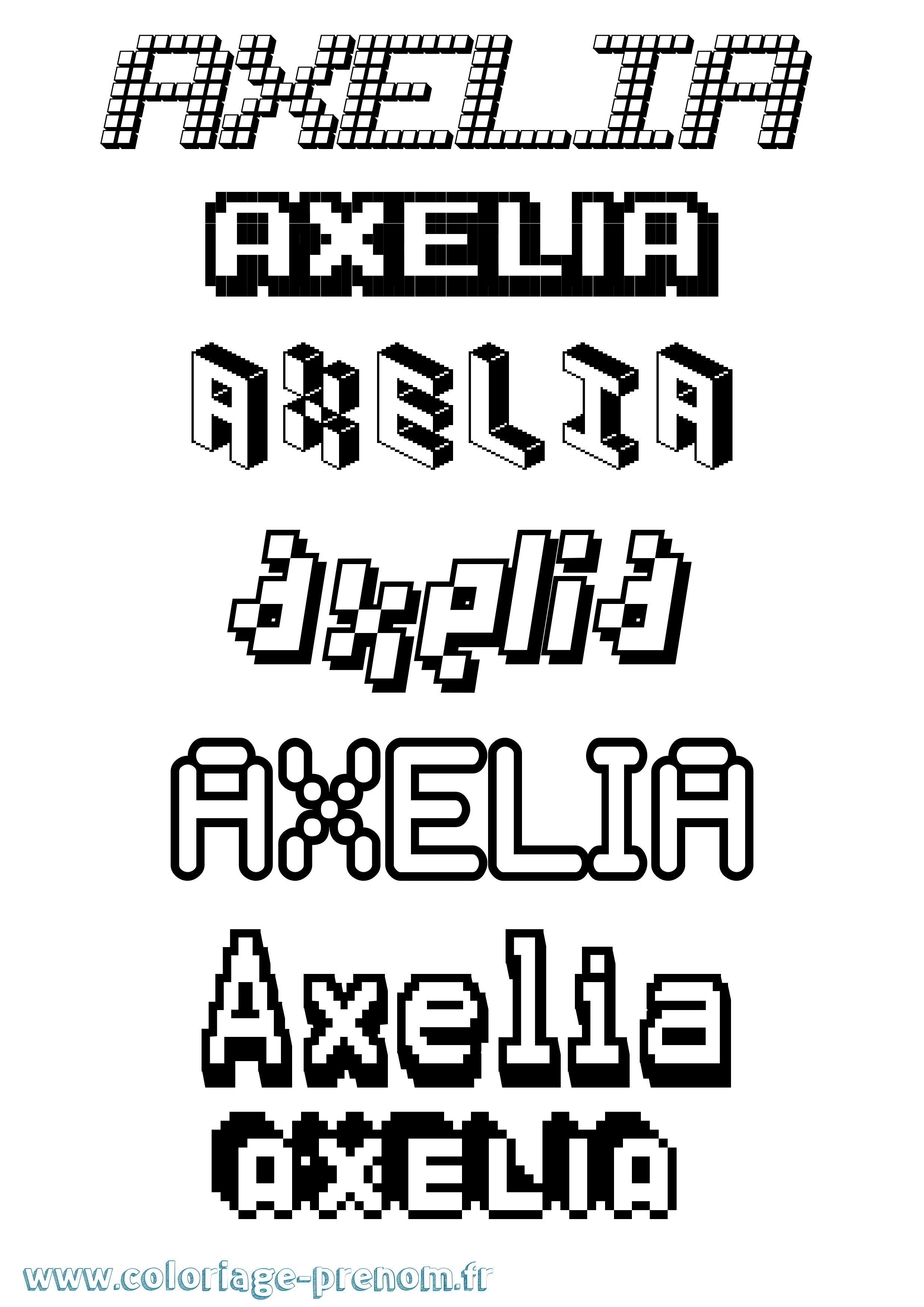 Coloriage Axelia Pixel Coloriage prénom Axelia Pixel