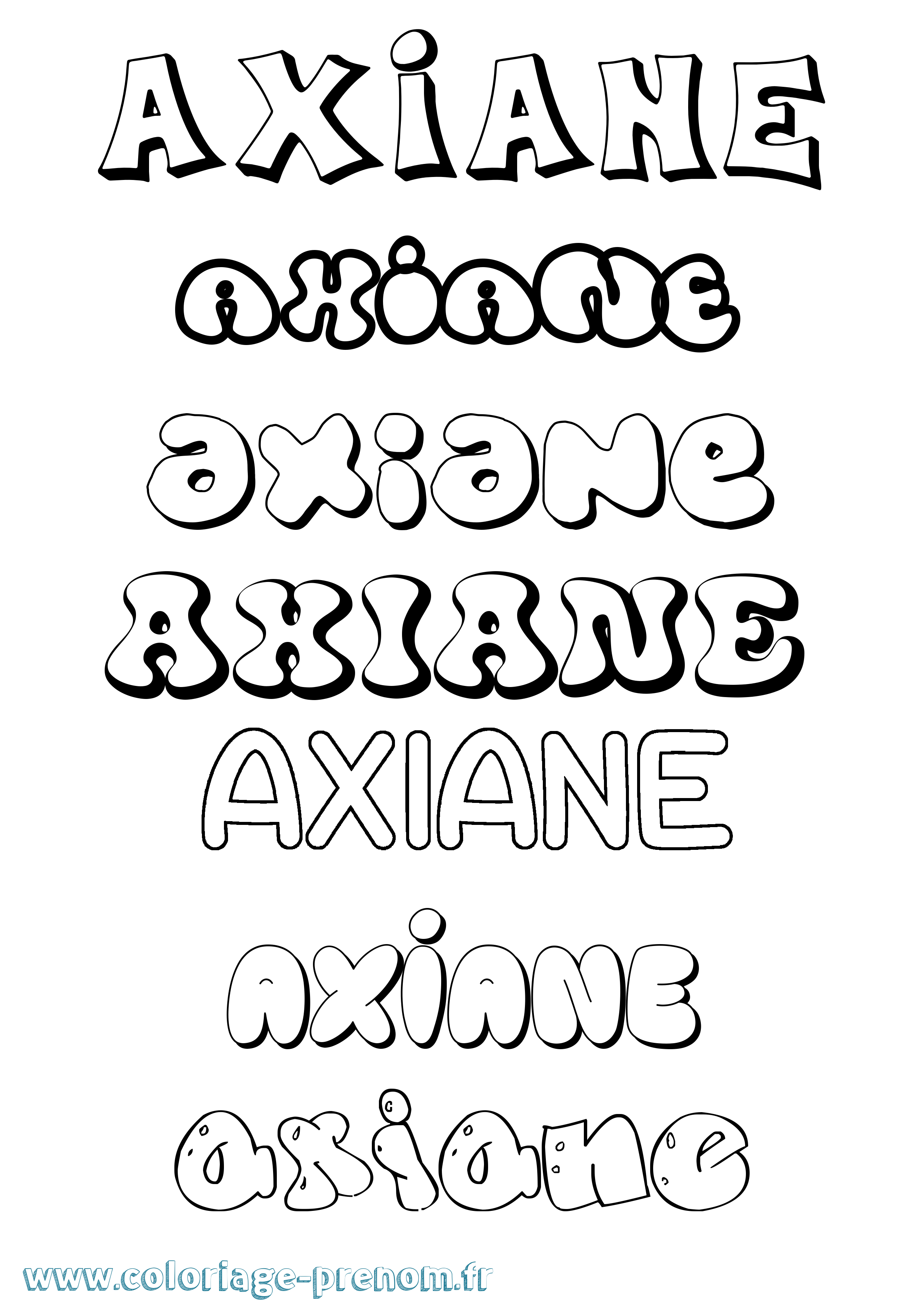Coloriage Axiane Bubble Coloriage prénom Axiane Bubble