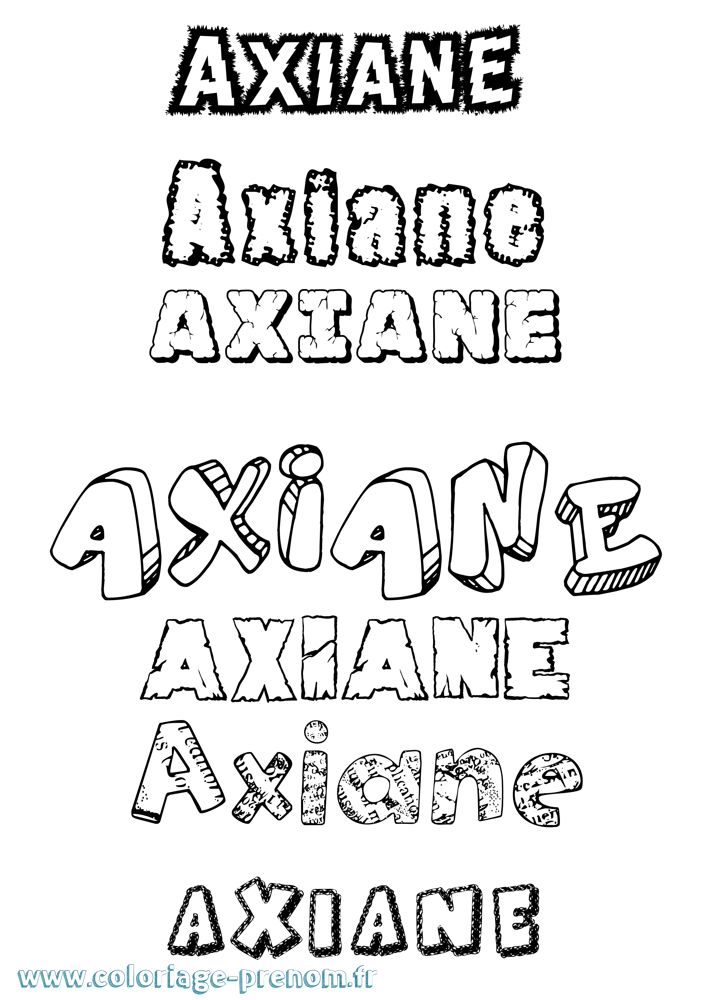 Coloriage Axiane Destructuré Coloriage prénom Axiane Destructuré
