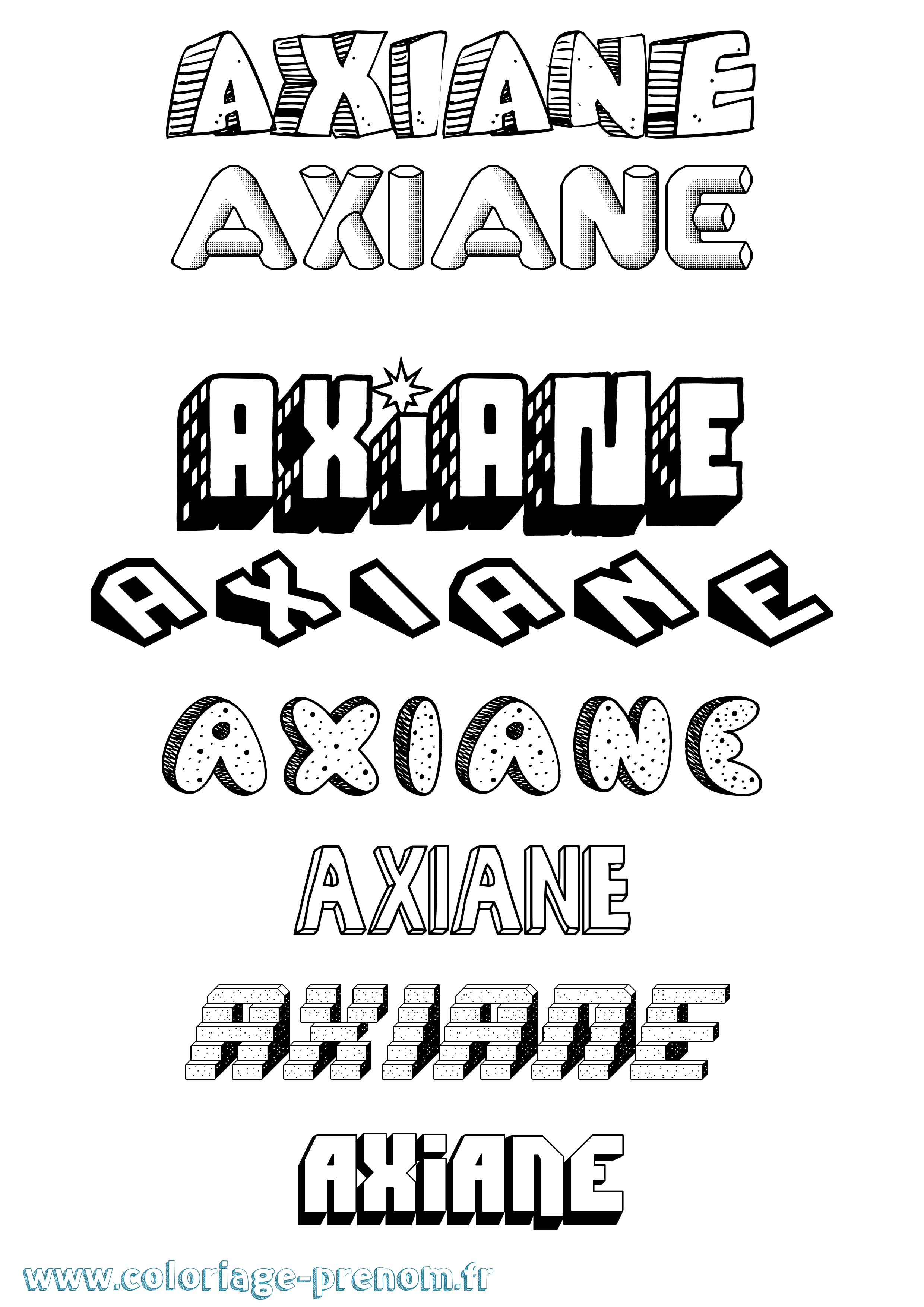 Coloriage Axiane Effet 3D Coloriage prénom Axiane Effet 3D