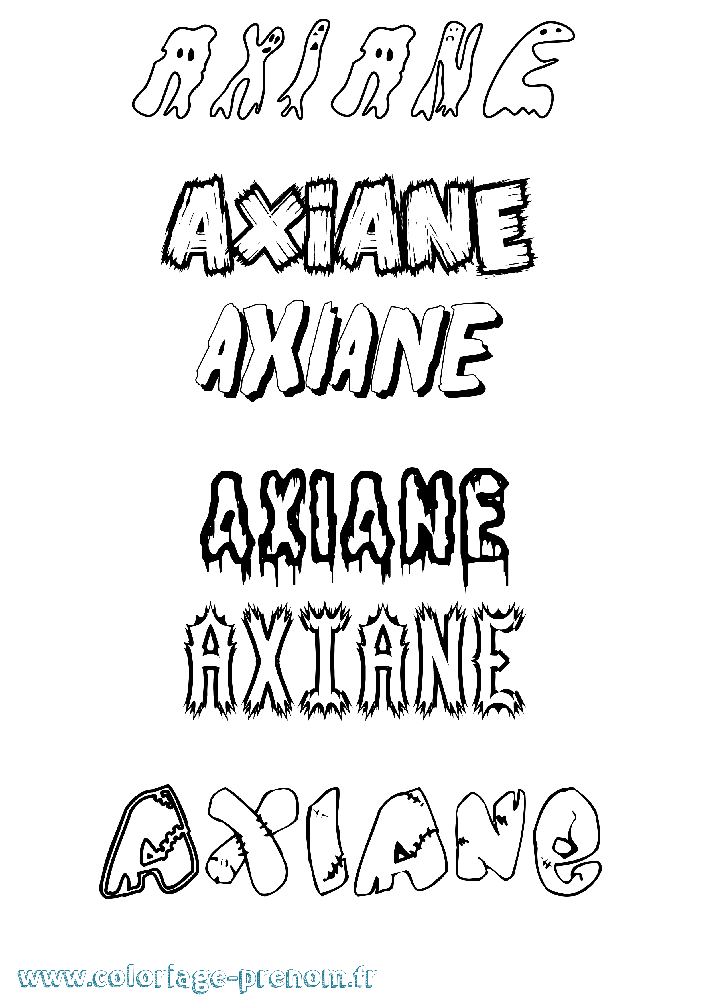Coloriage Axiane Frisson Coloriage prénom Axiane Frisson