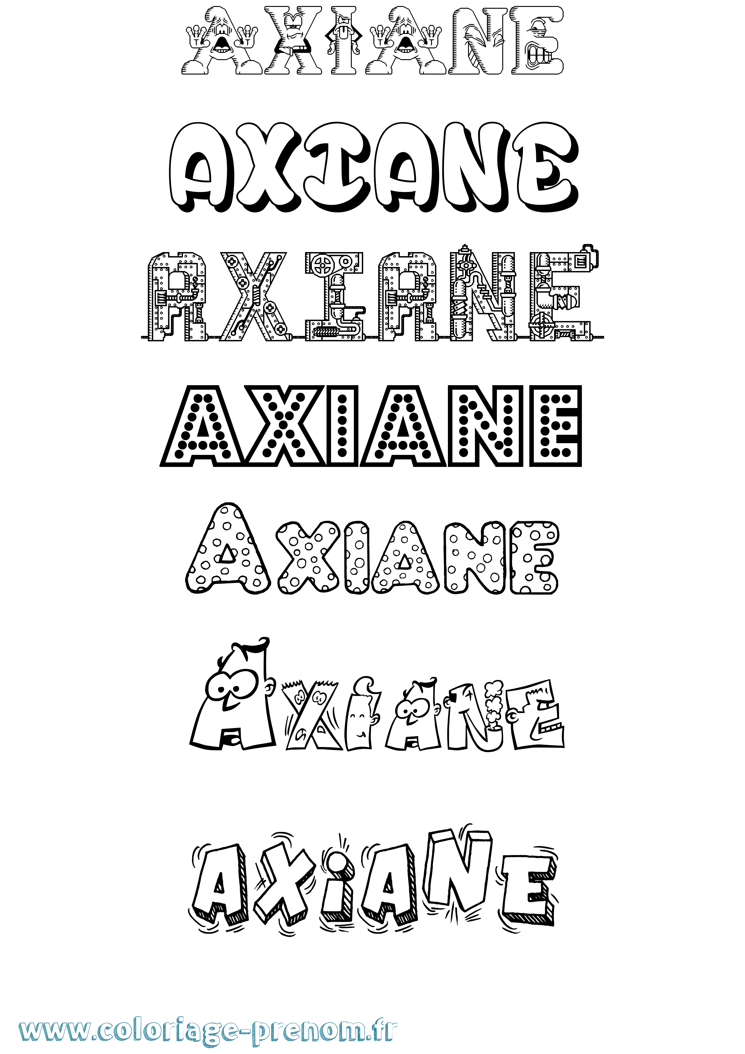 Coloriage Axiane Fun Coloriage prénom Axiane Fun