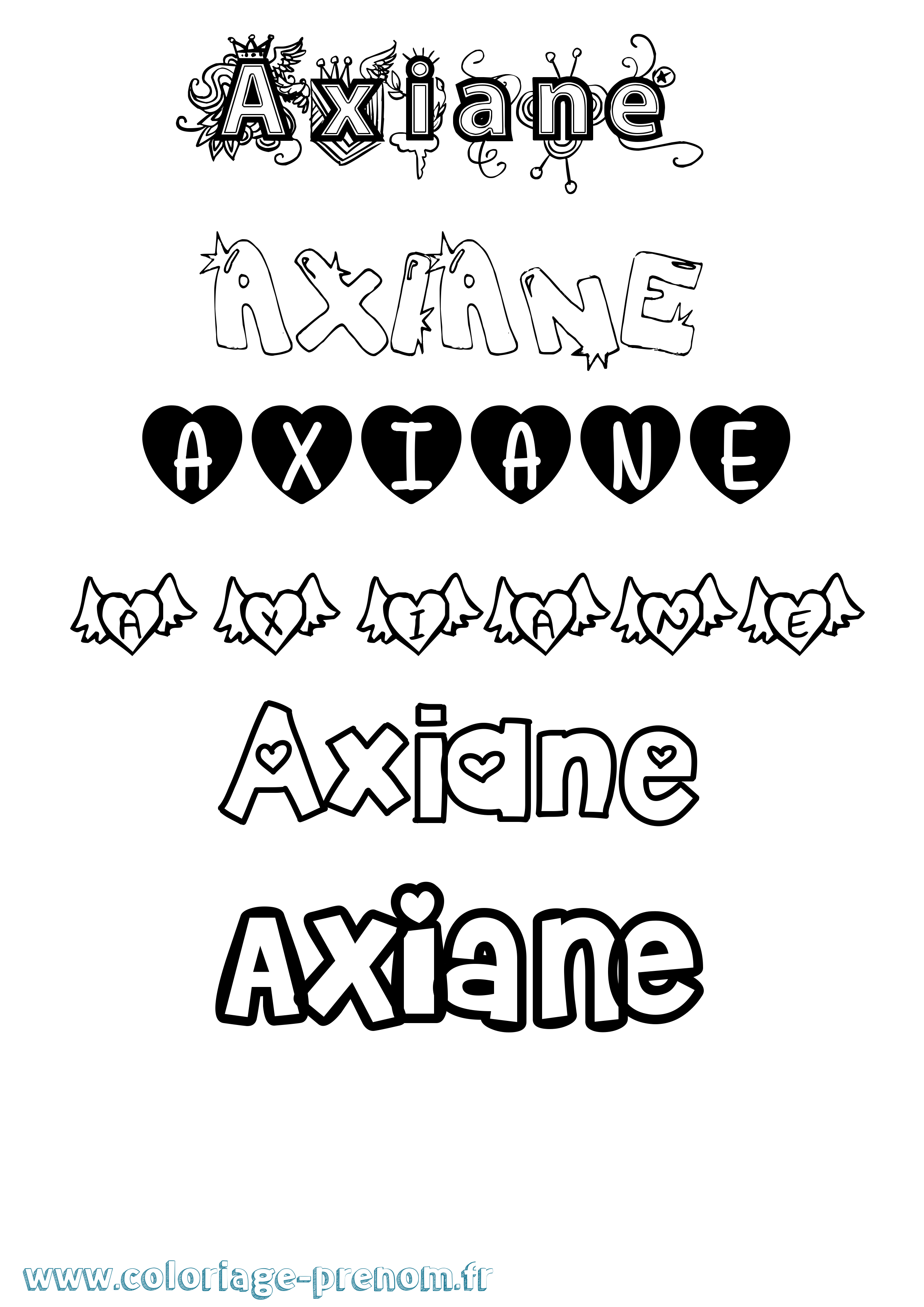 Coloriage Axiane Girly Coloriage prénom Axiane Girly