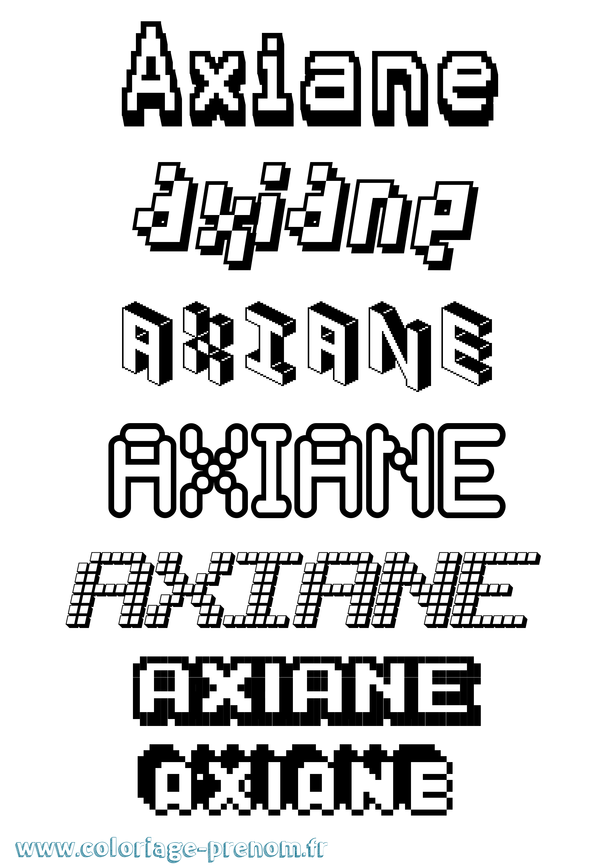 Coloriage Axiane Pixel Coloriage prénom Axiane Pixel