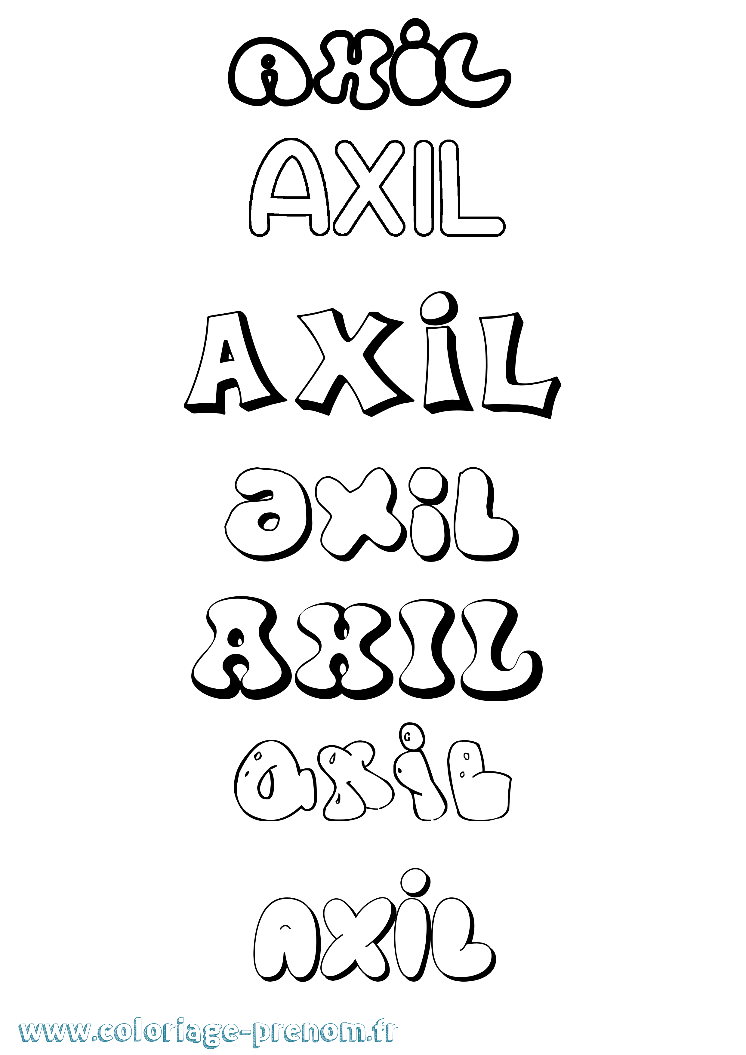 Coloriage Axil Bubble Coloriage prénom Axil Bubble
