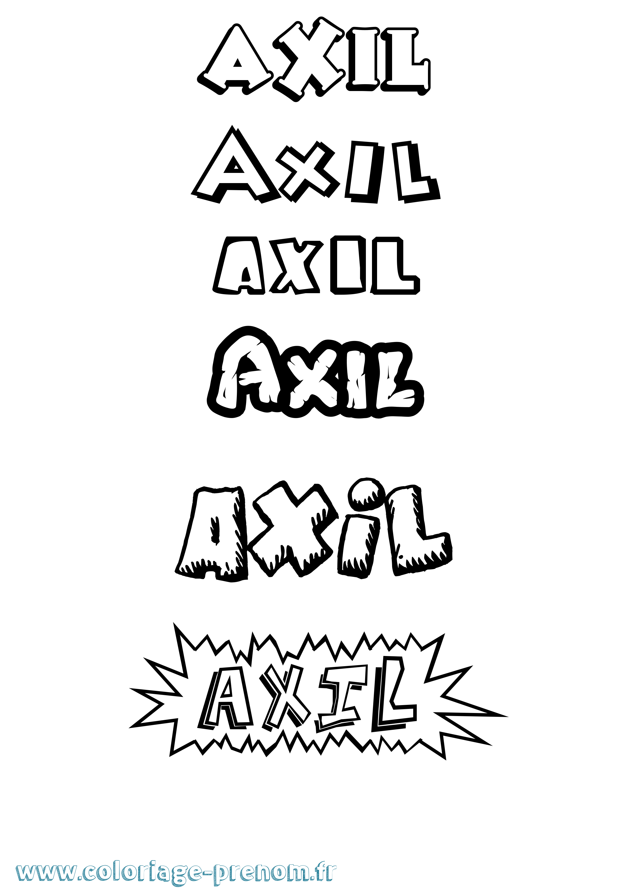 Coloriage Axil Dessin Animé Coloriage prénom Axil Dessin Animé
