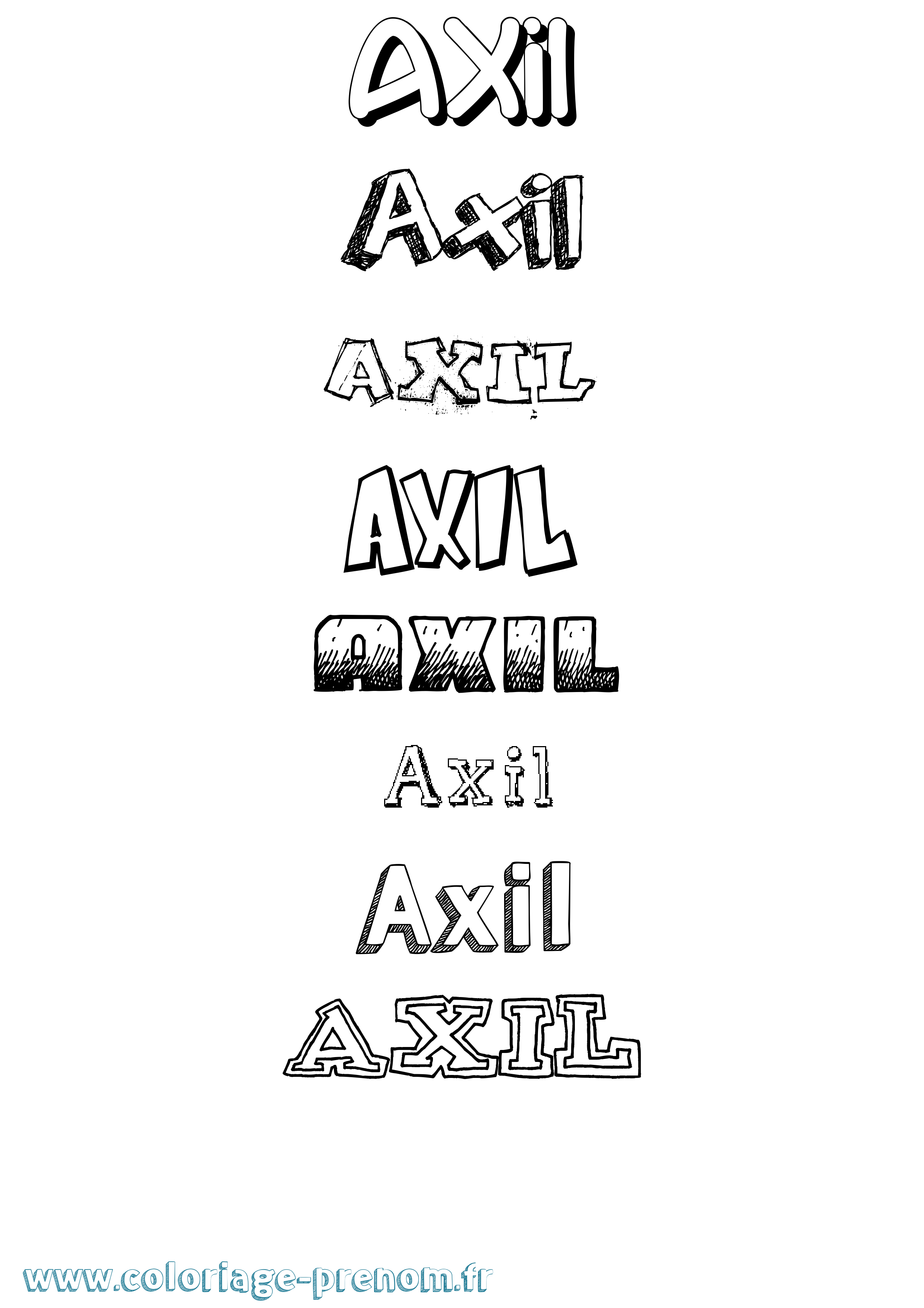 Coloriage Axil Dessiné Coloriage prénom Axil Dessiné