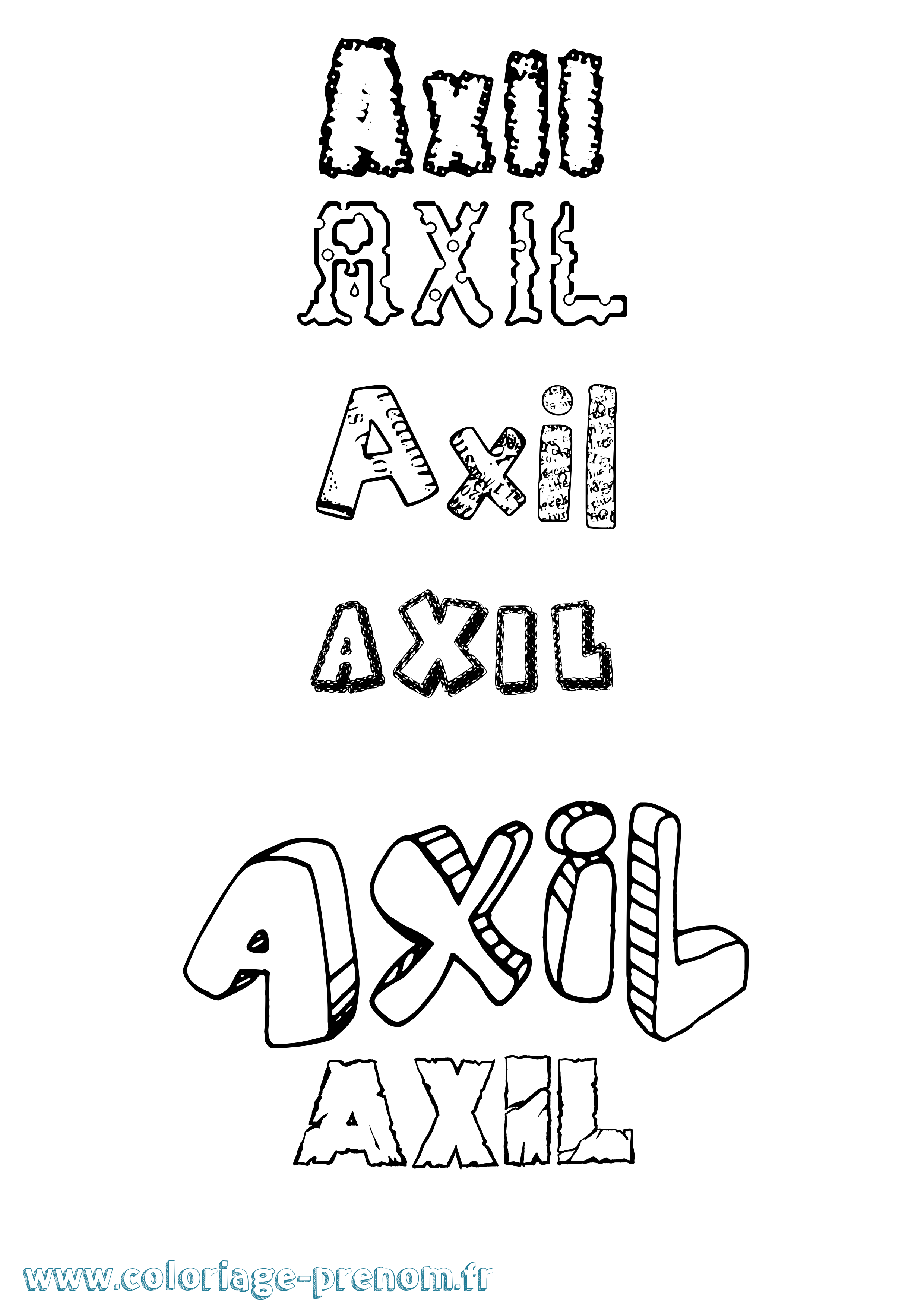 Coloriage Axil Destructuré Coloriage prénom Axil Destructuré