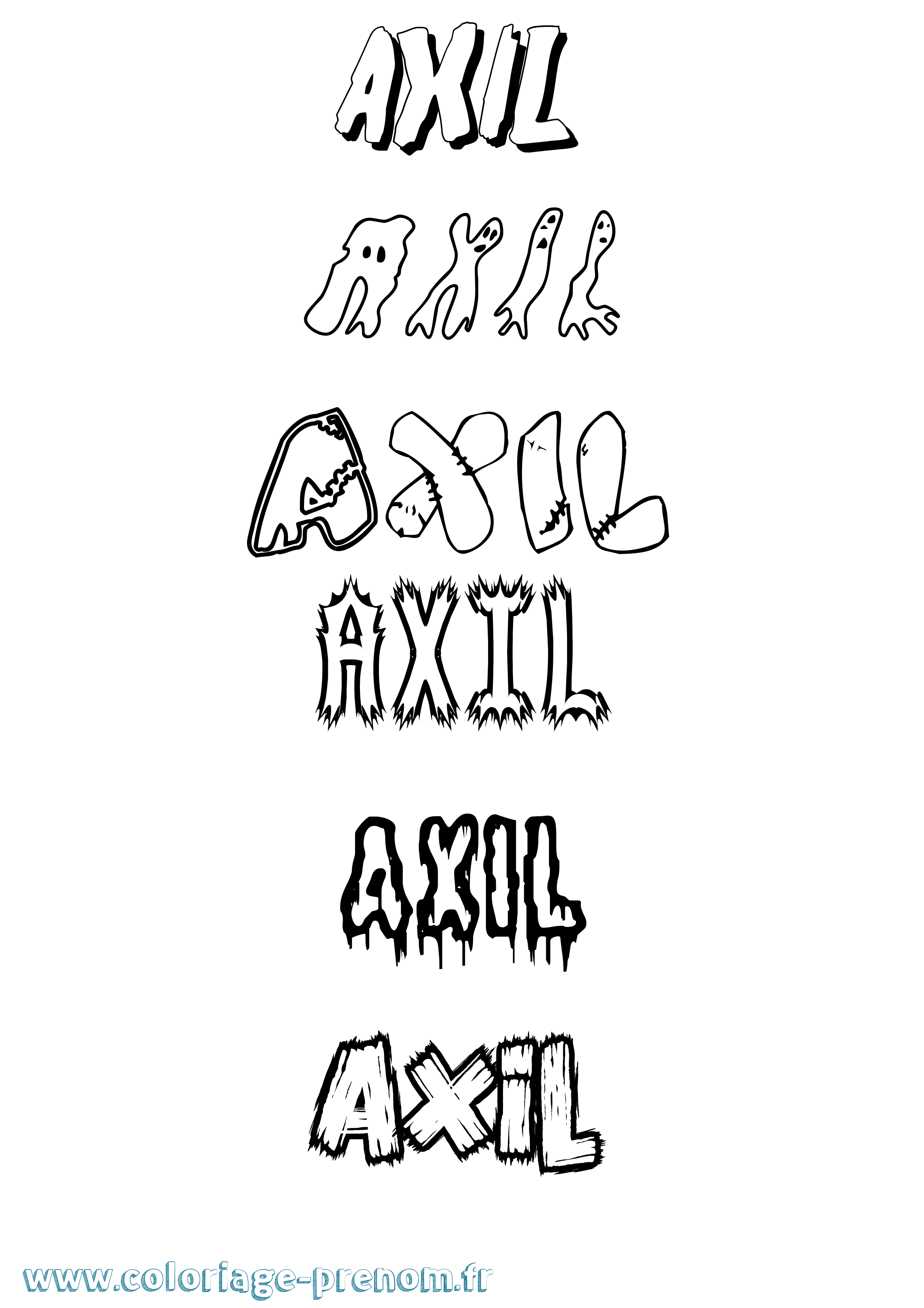 Coloriage Axil Frisson Coloriage prénom Axil Frisson
