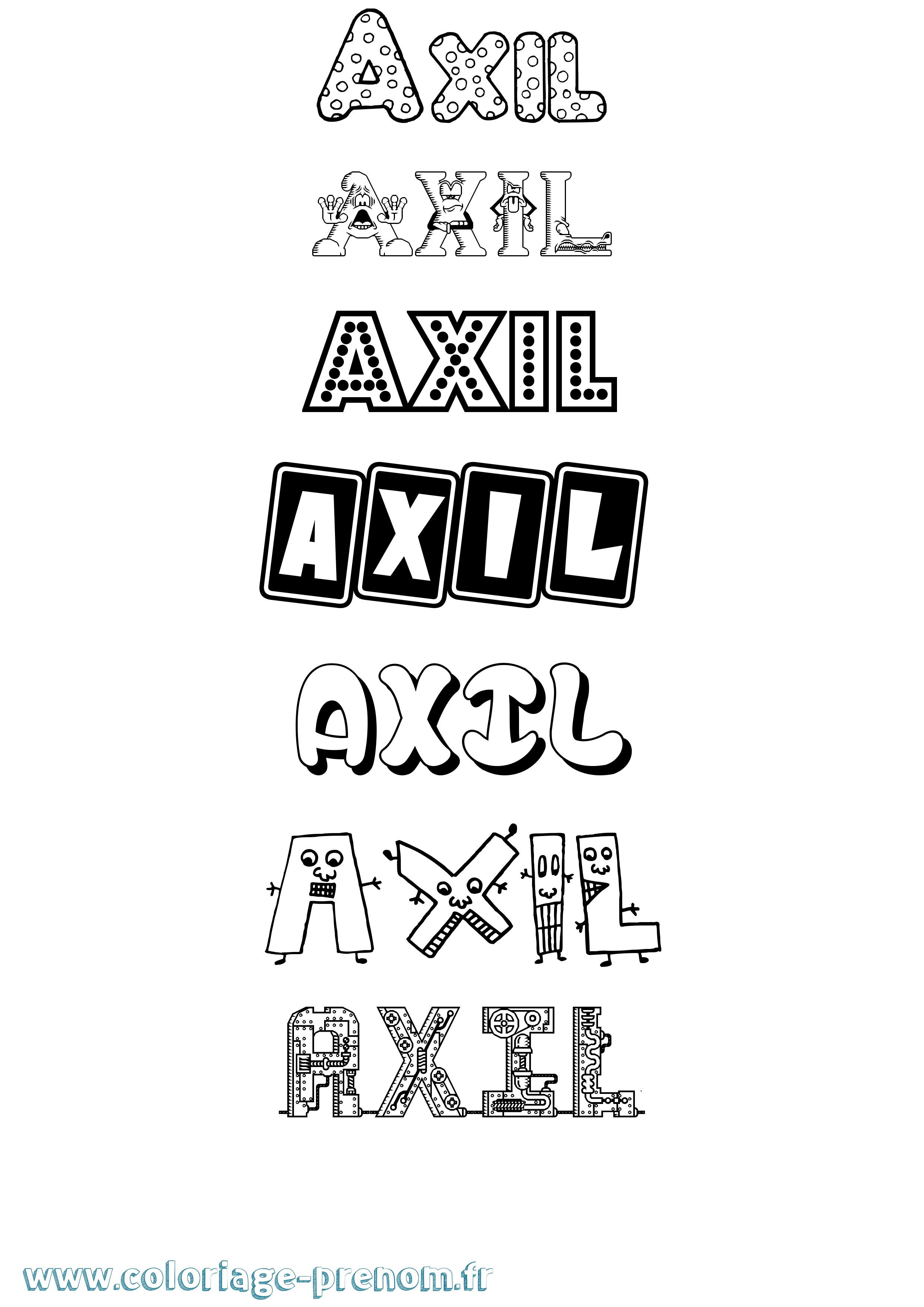 Coloriage Axil Fun Coloriage prénom Axil Fun