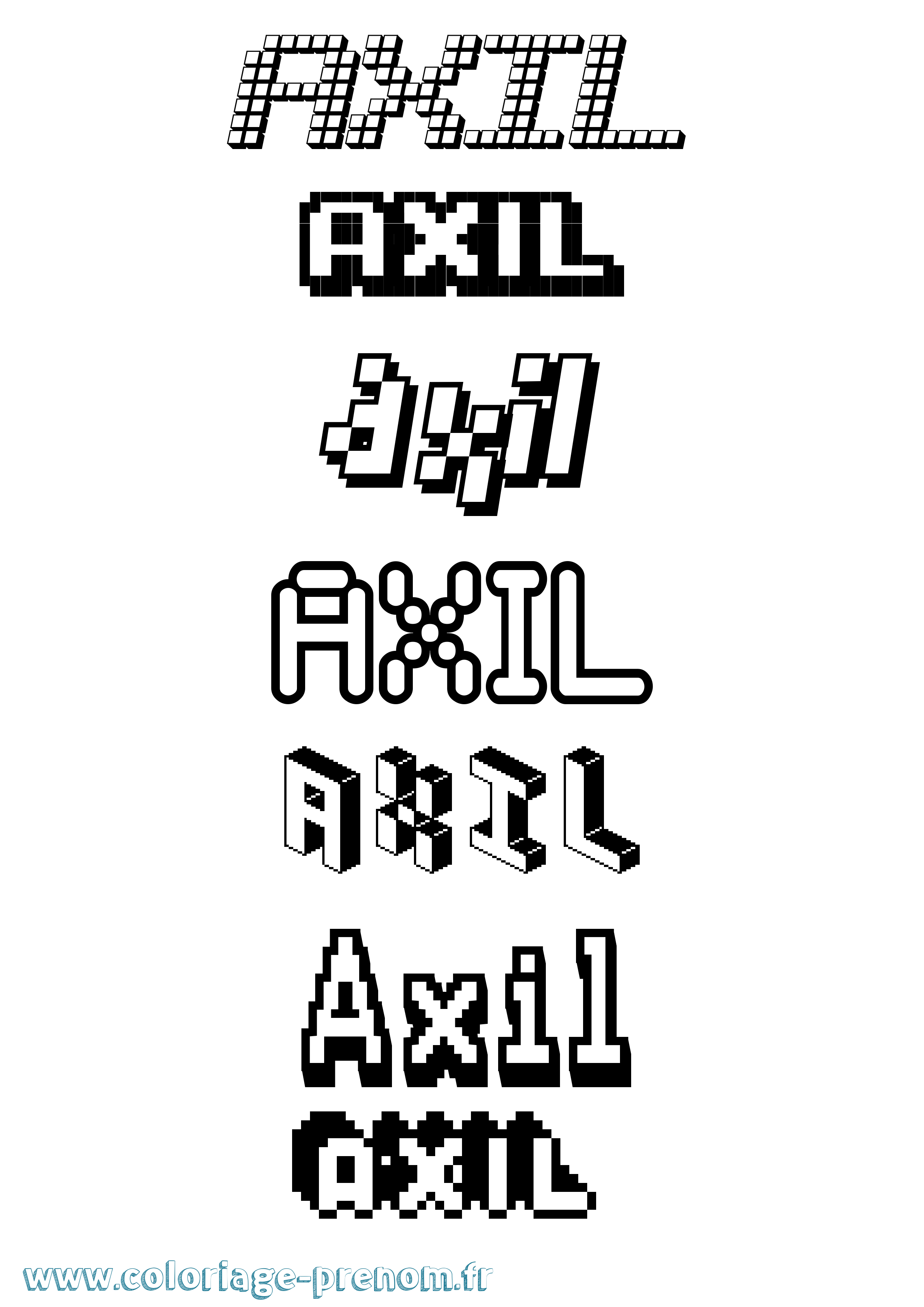 Coloriage Axil Pixel Coloriage prénom Axil Pixel
