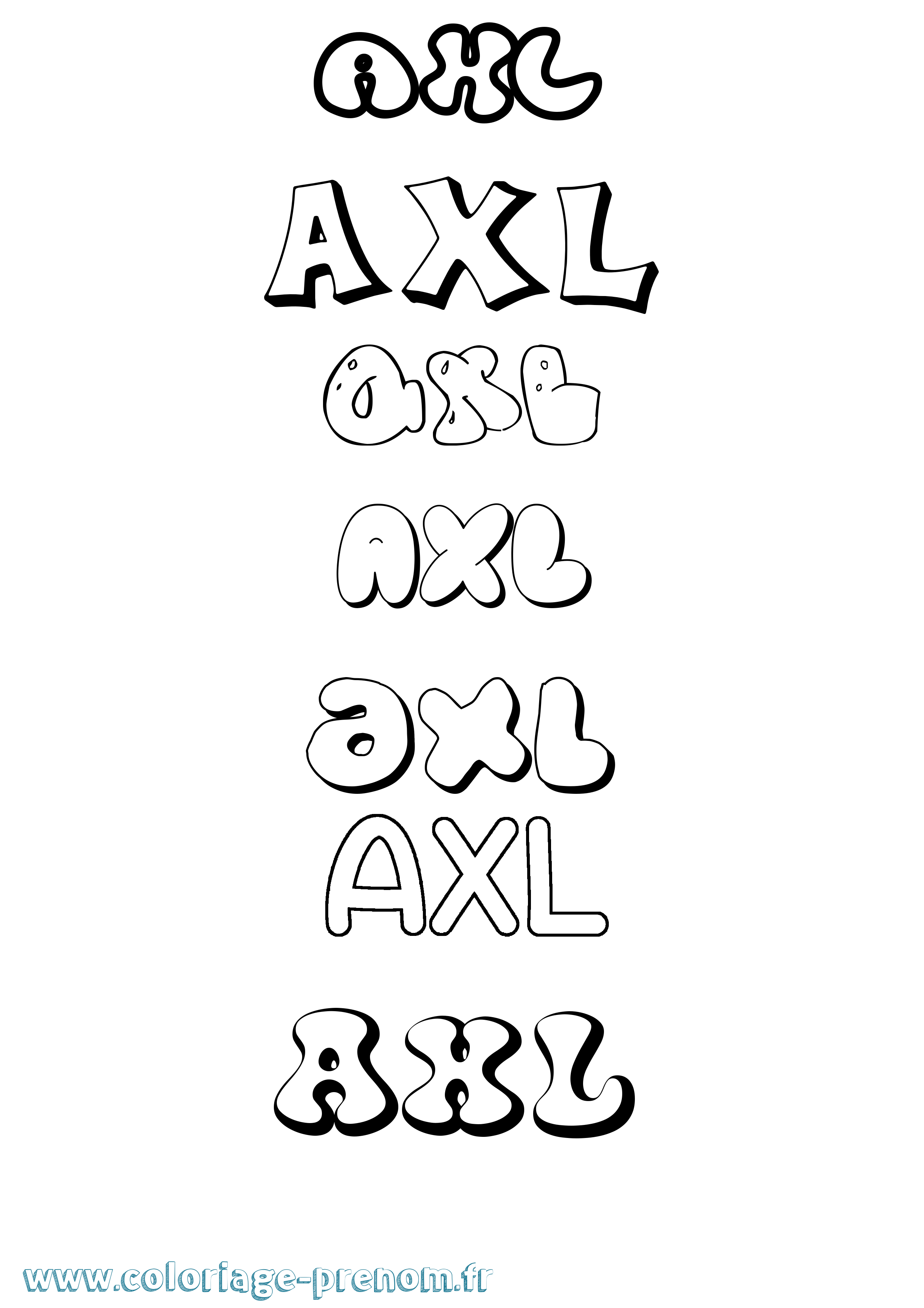 Coloriage Axl Bubble Coloriage prénom Axl Bubble