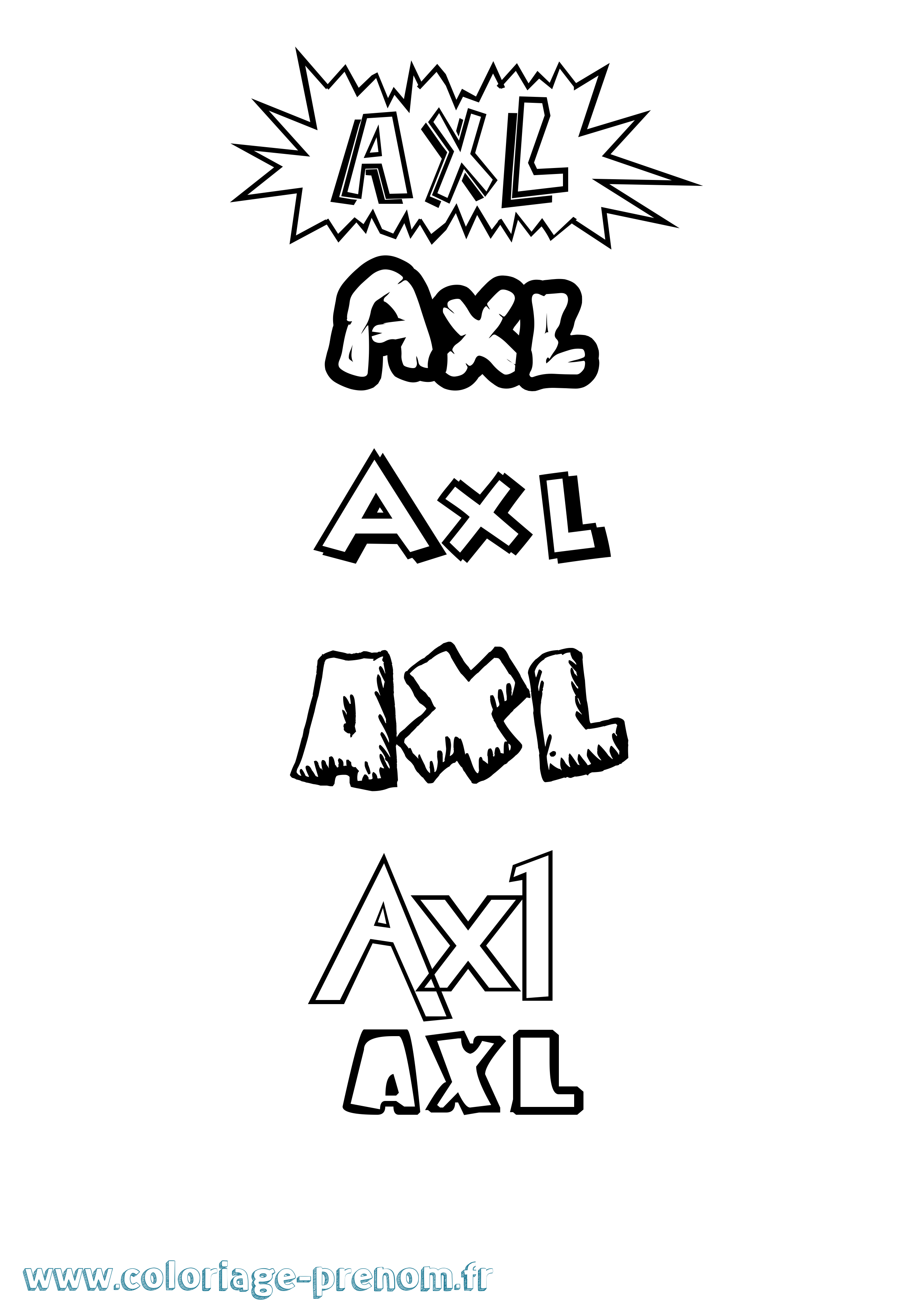 Coloriage Axl Dessin Animé Coloriage prénom Axl Dessin Animé