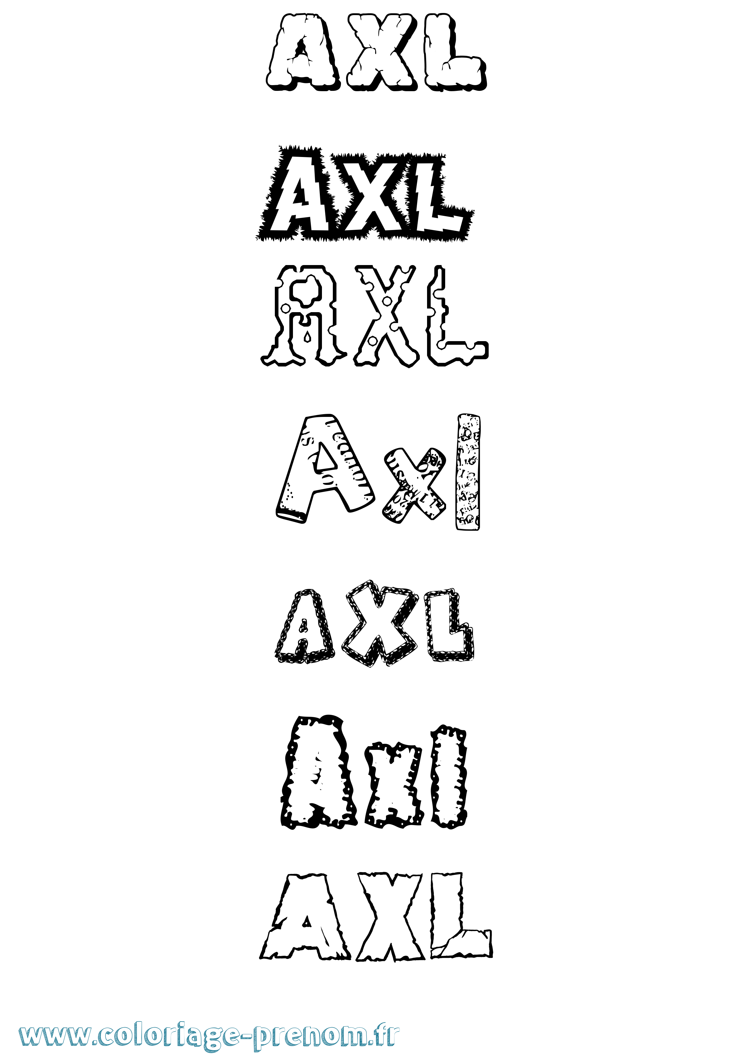 Coloriage Axl Destructuré Coloriage prénom Axl Destructuré