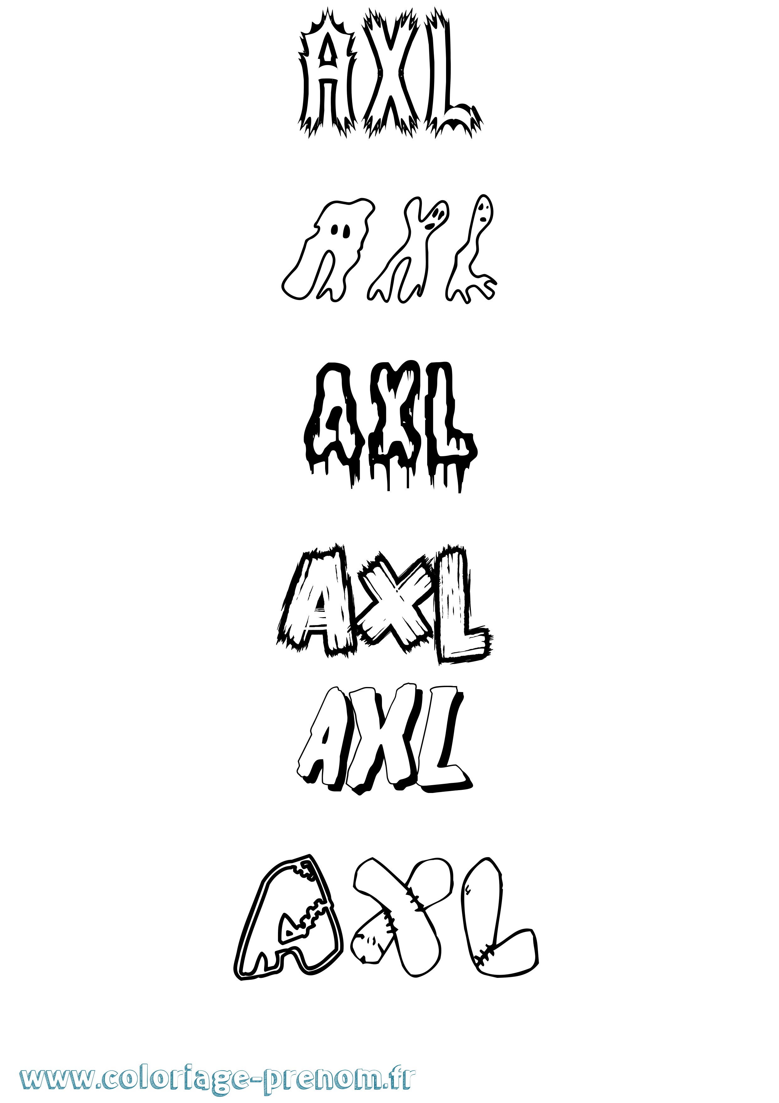 Coloriage Axl Frisson Coloriage prénom Axl Frisson