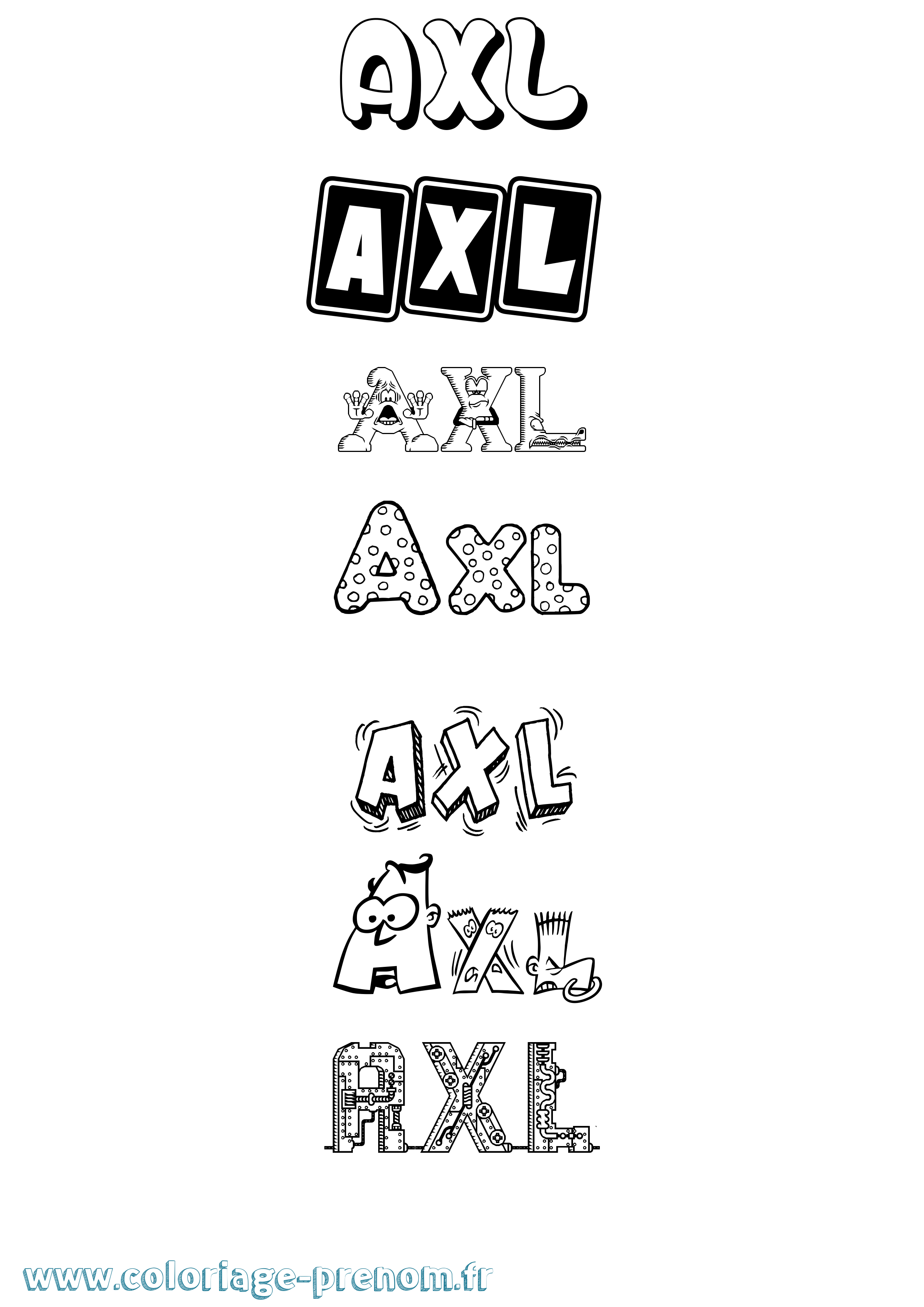 Coloriage Axl Fun Coloriage prénom Axl Fun