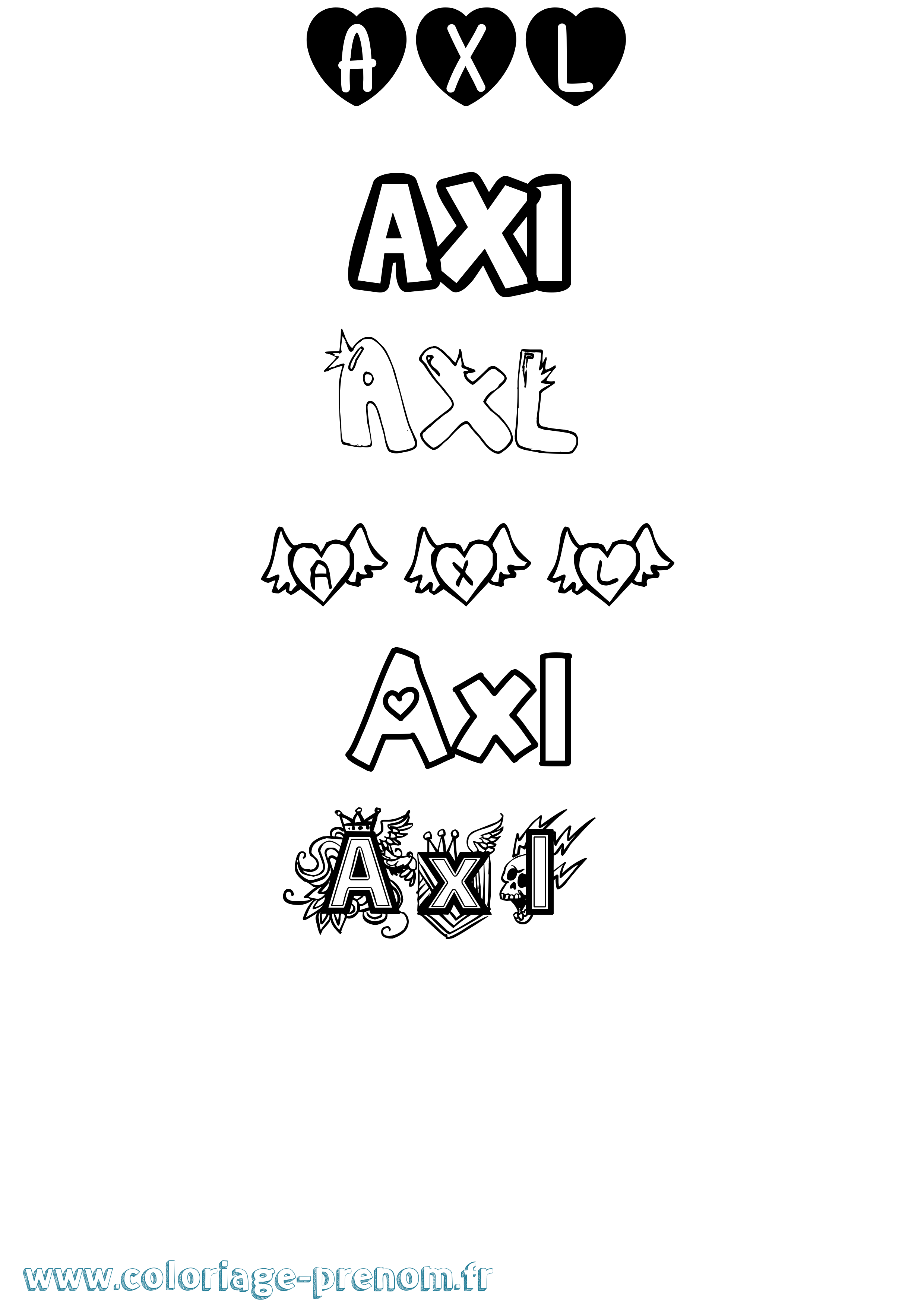 Coloriage Axl Girly Coloriage prénom Axl Girly