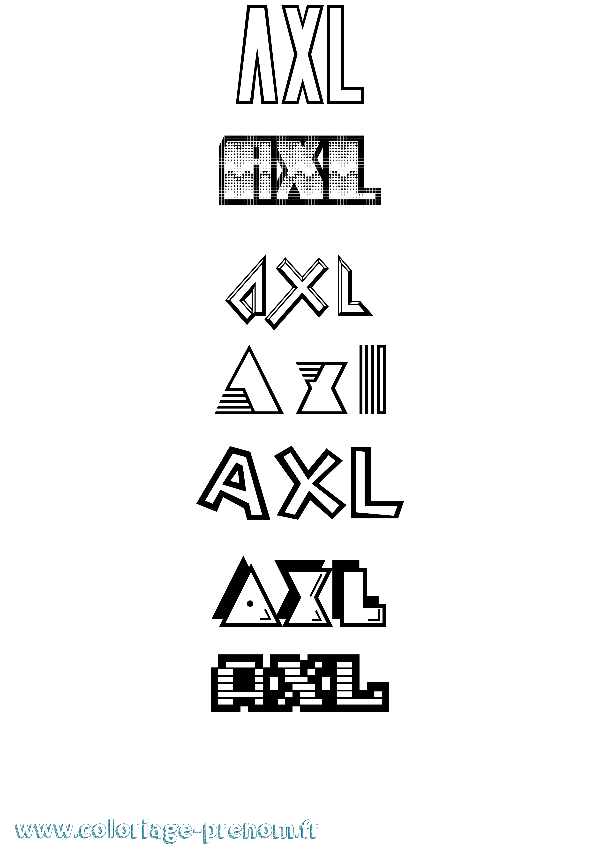 Coloriage Axl Jeux Vidéos Coloriage prénom Axl Jeux Vidéos