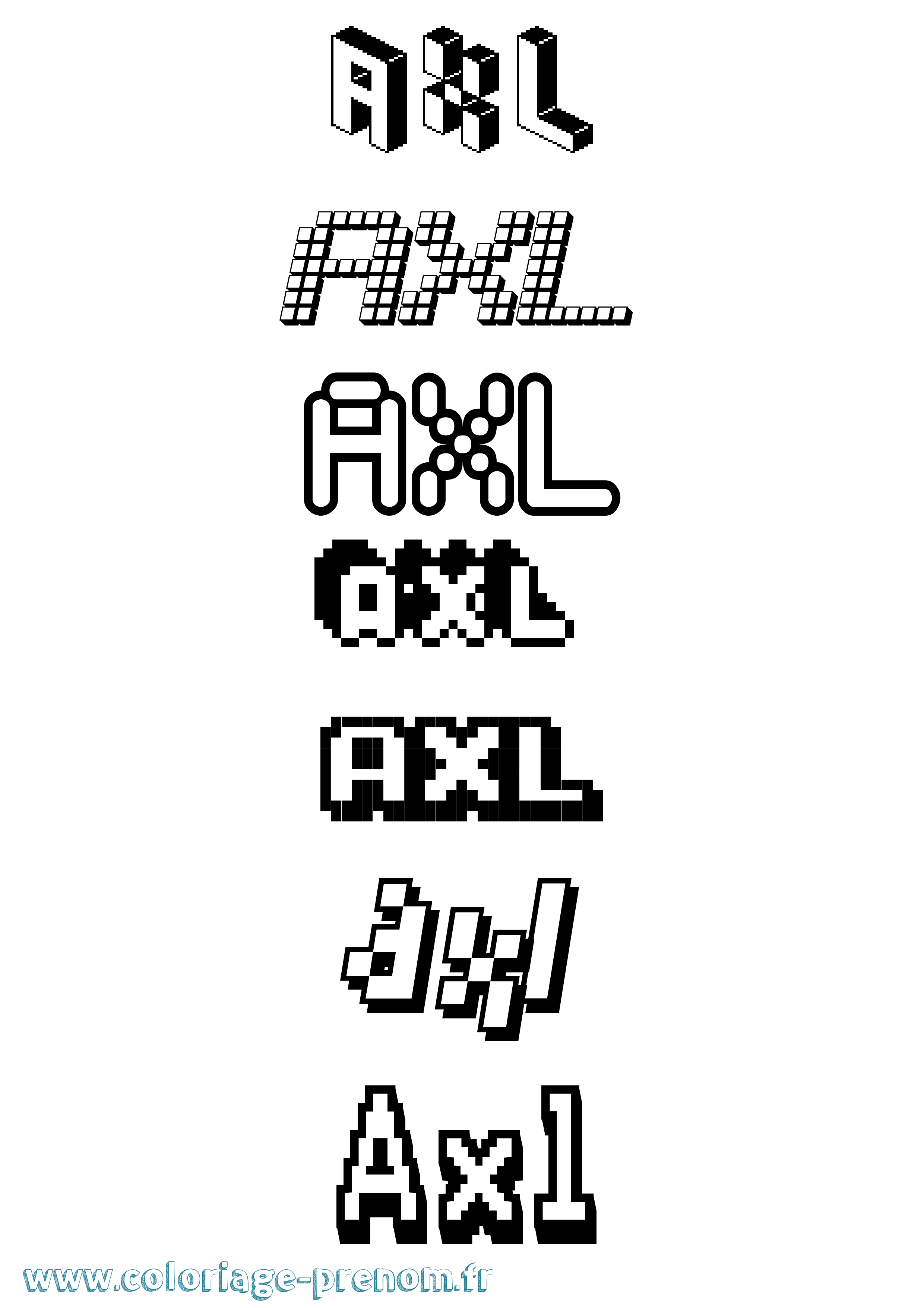 Coloriage Axl Pixel Coloriage prénom Axl Pixel