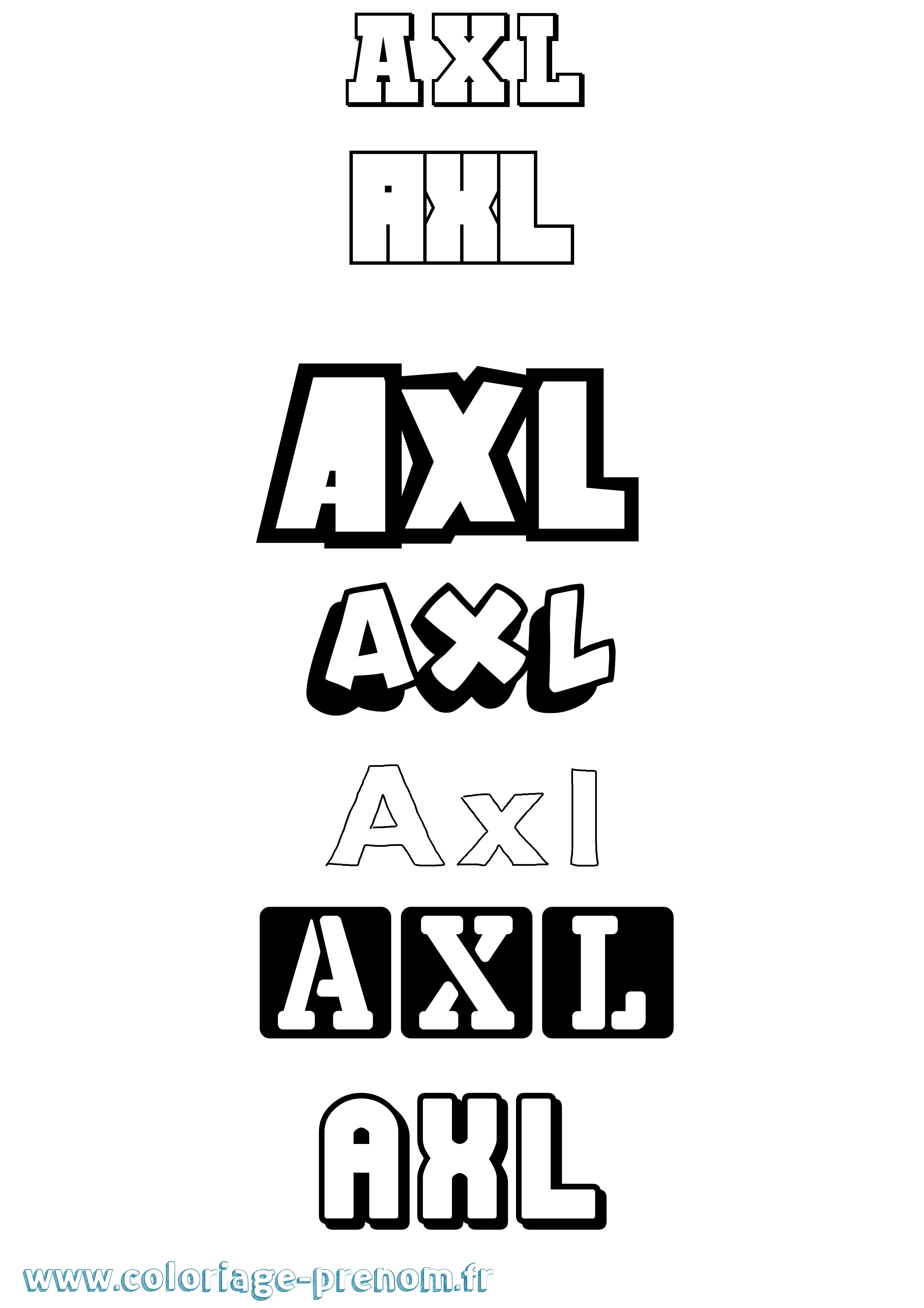 Coloriage Axl Simple Coloriage prénom Axl Simple