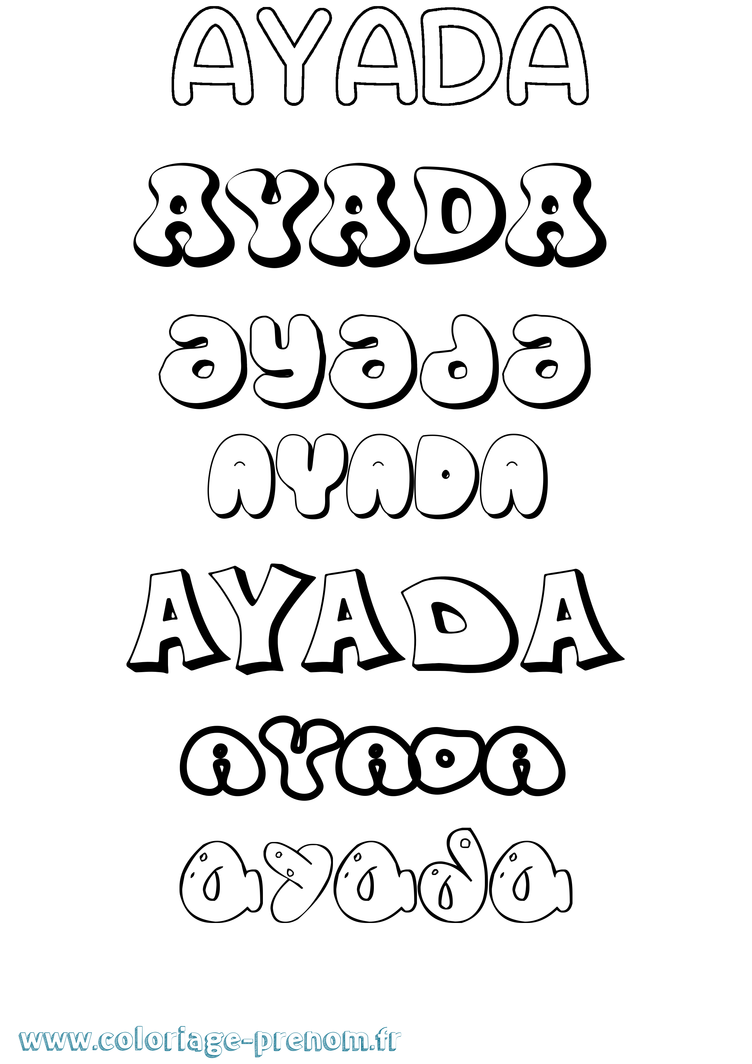 Coloriage Ayada Bubble Coloriage prénom Ayada Bubble