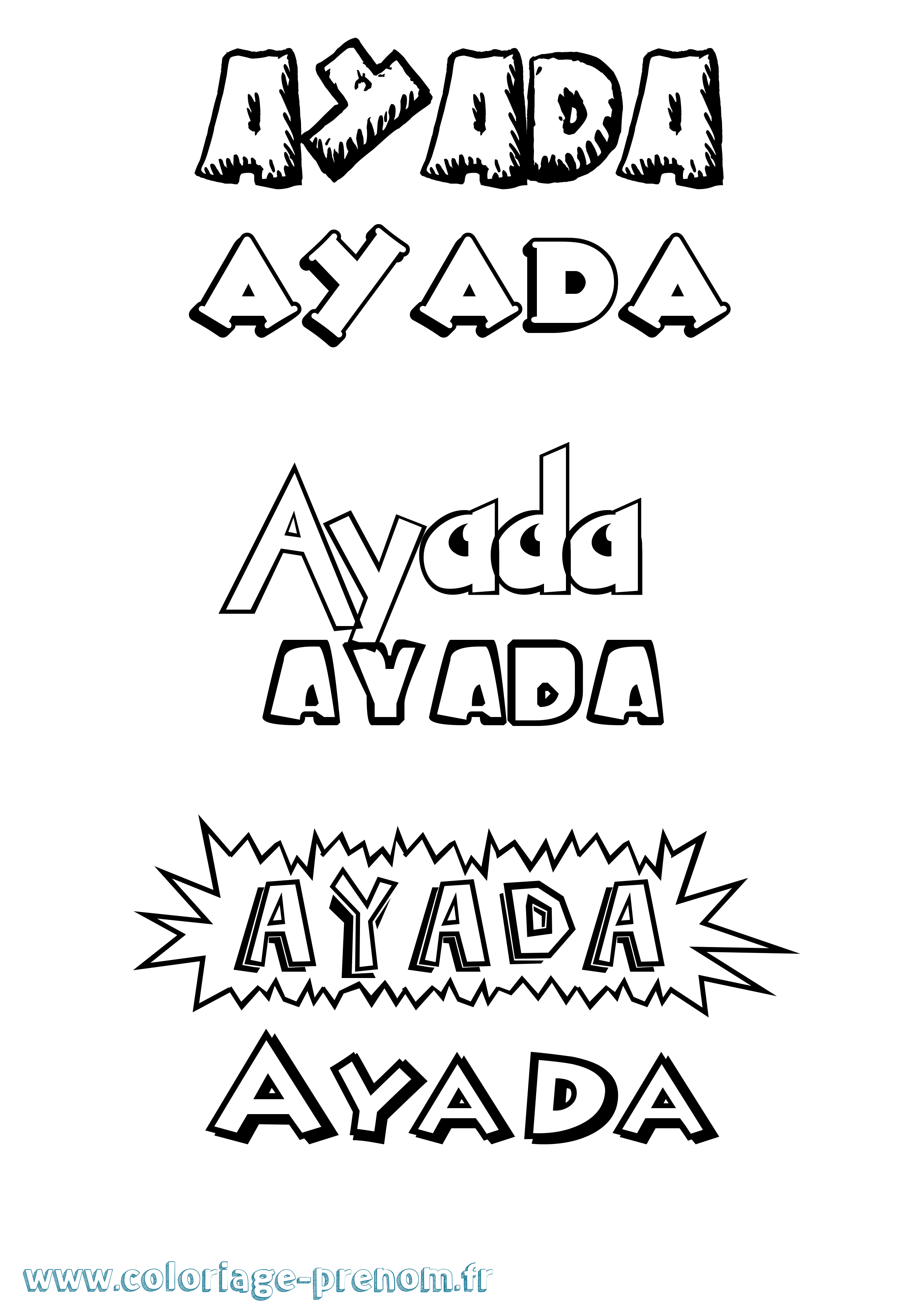 Coloriage Ayada Dessin Animé Coloriage prénom Ayada Dessin Animé