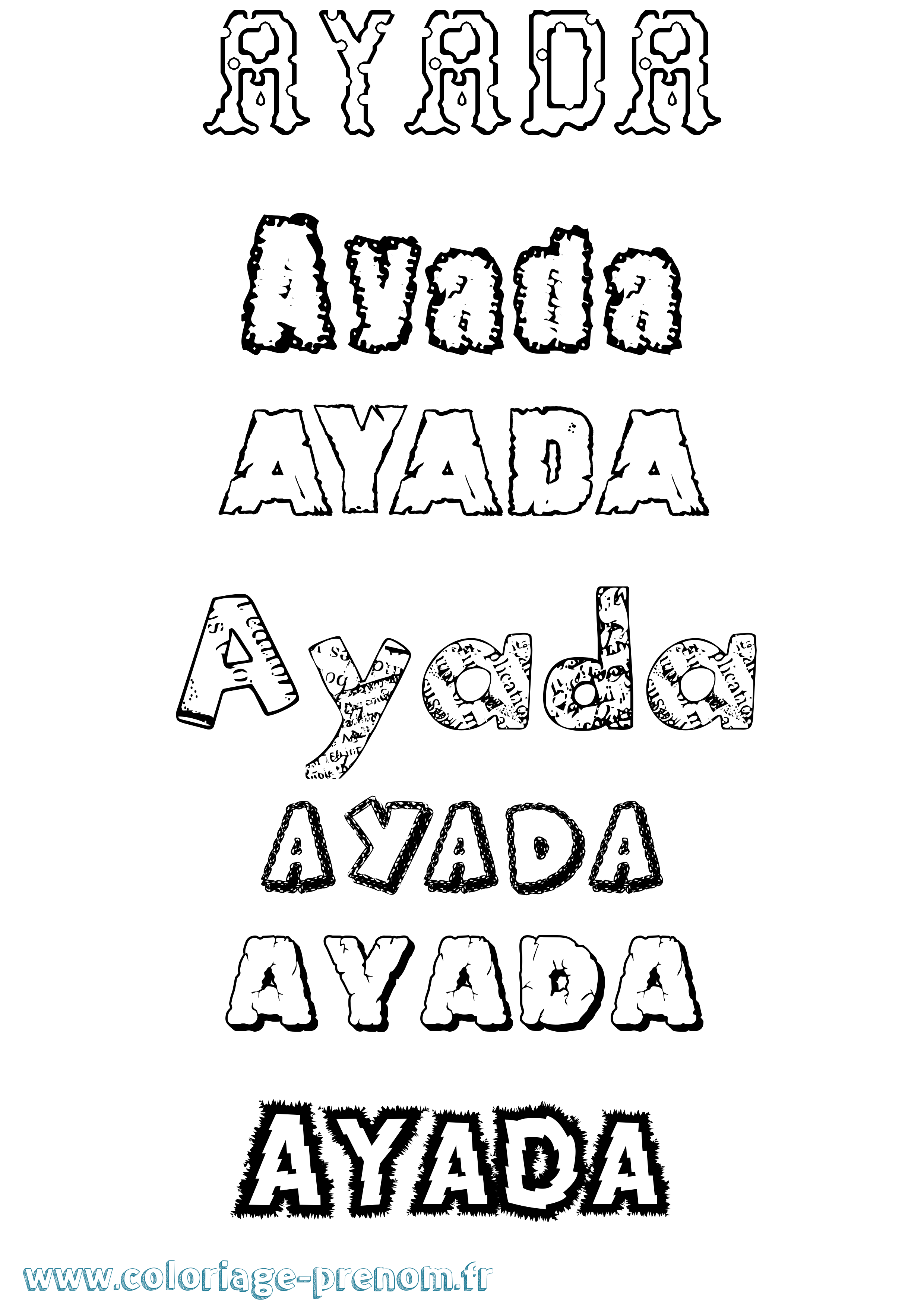 Coloriage Ayada Destructuré Coloriage prénom Ayada Destructuré