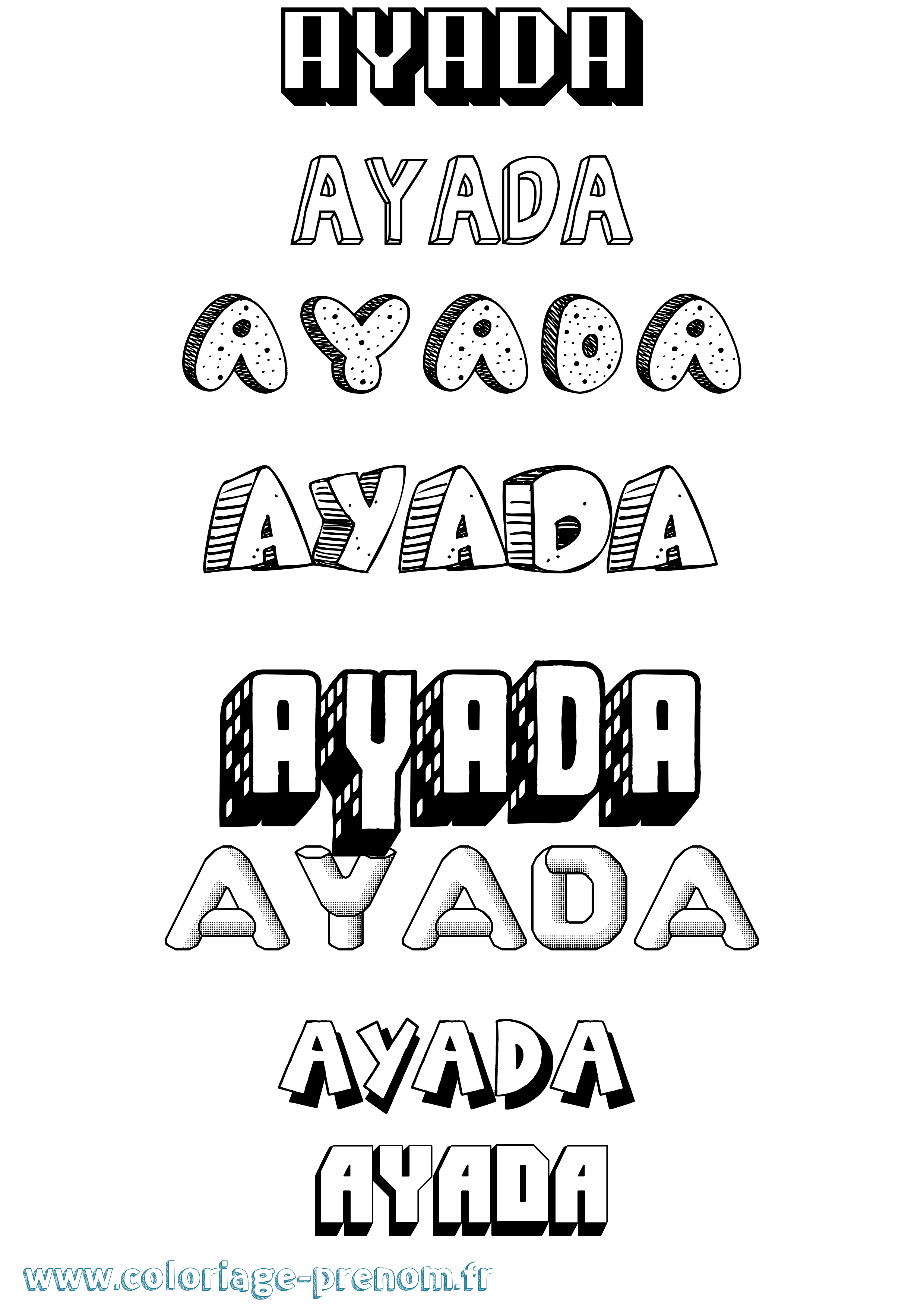 Coloriage Ayada Effet 3D Coloriage prénom Ayada Effet 3D