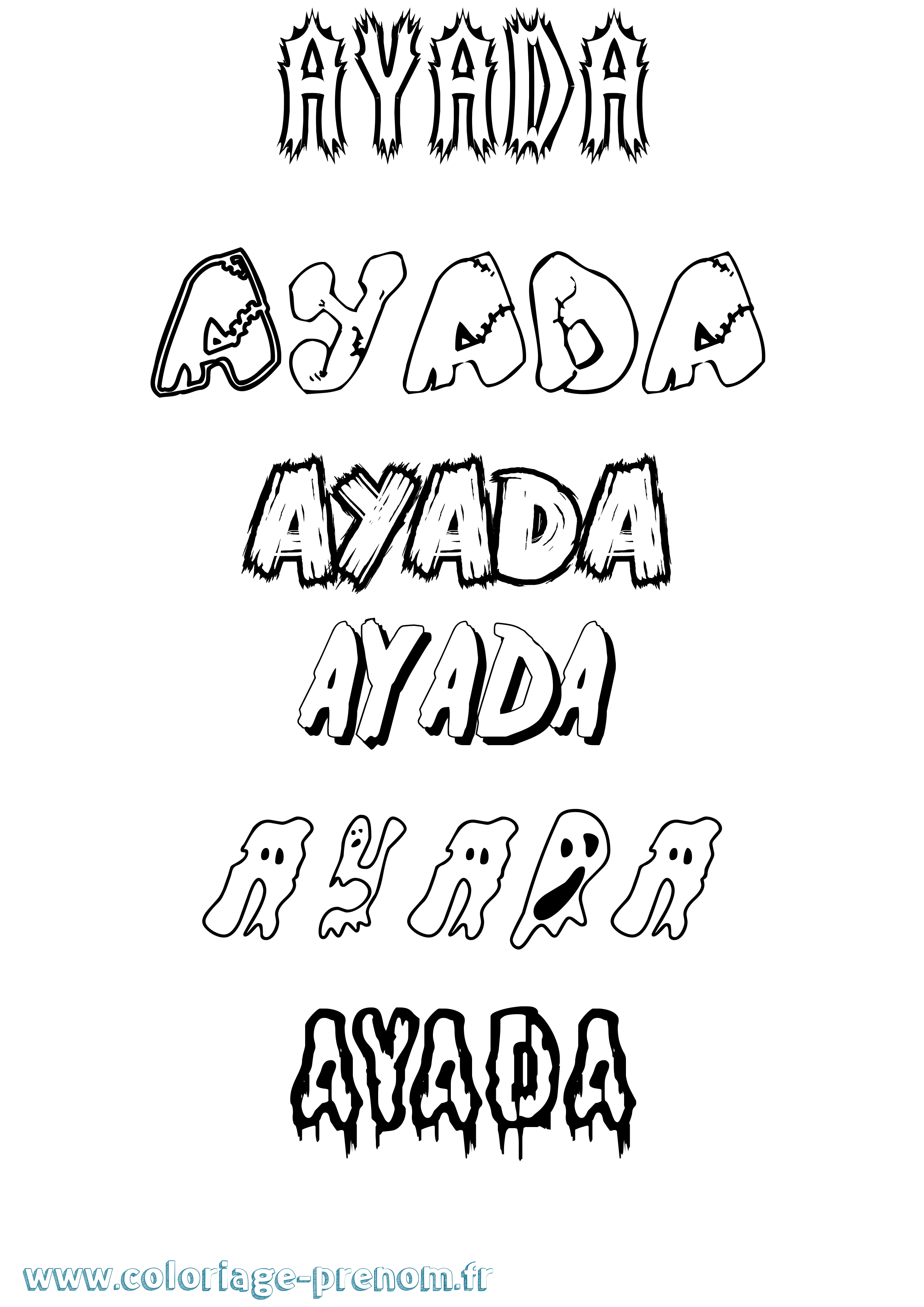 Coloriage Ayada Frisson Coloriage prénom Ayada Frisson