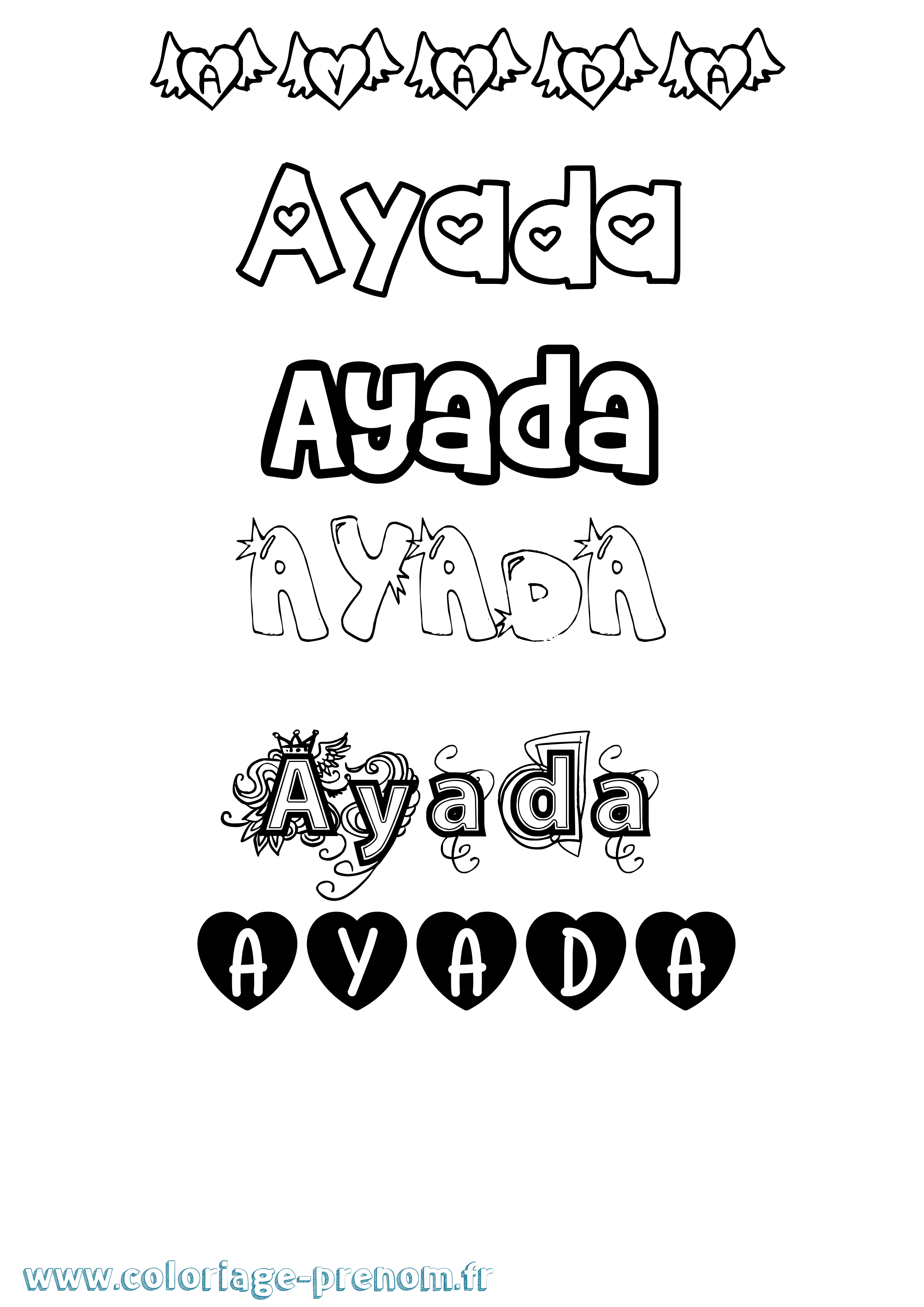Coloriage Ayada Girly Coloriage prénom Ayada Girly