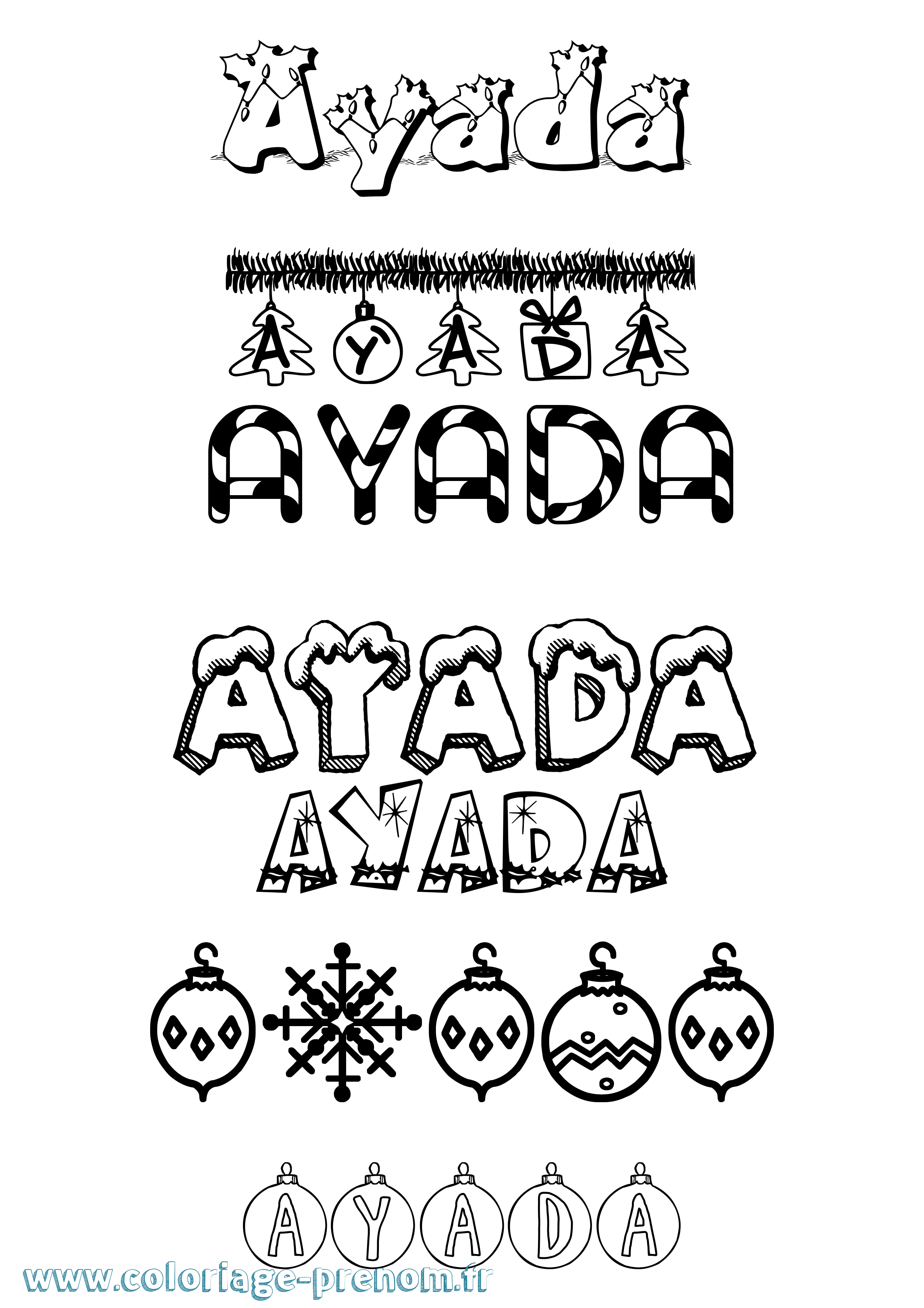 Coloriage Ayada Noël Coloriage prénom Ayada Noël
