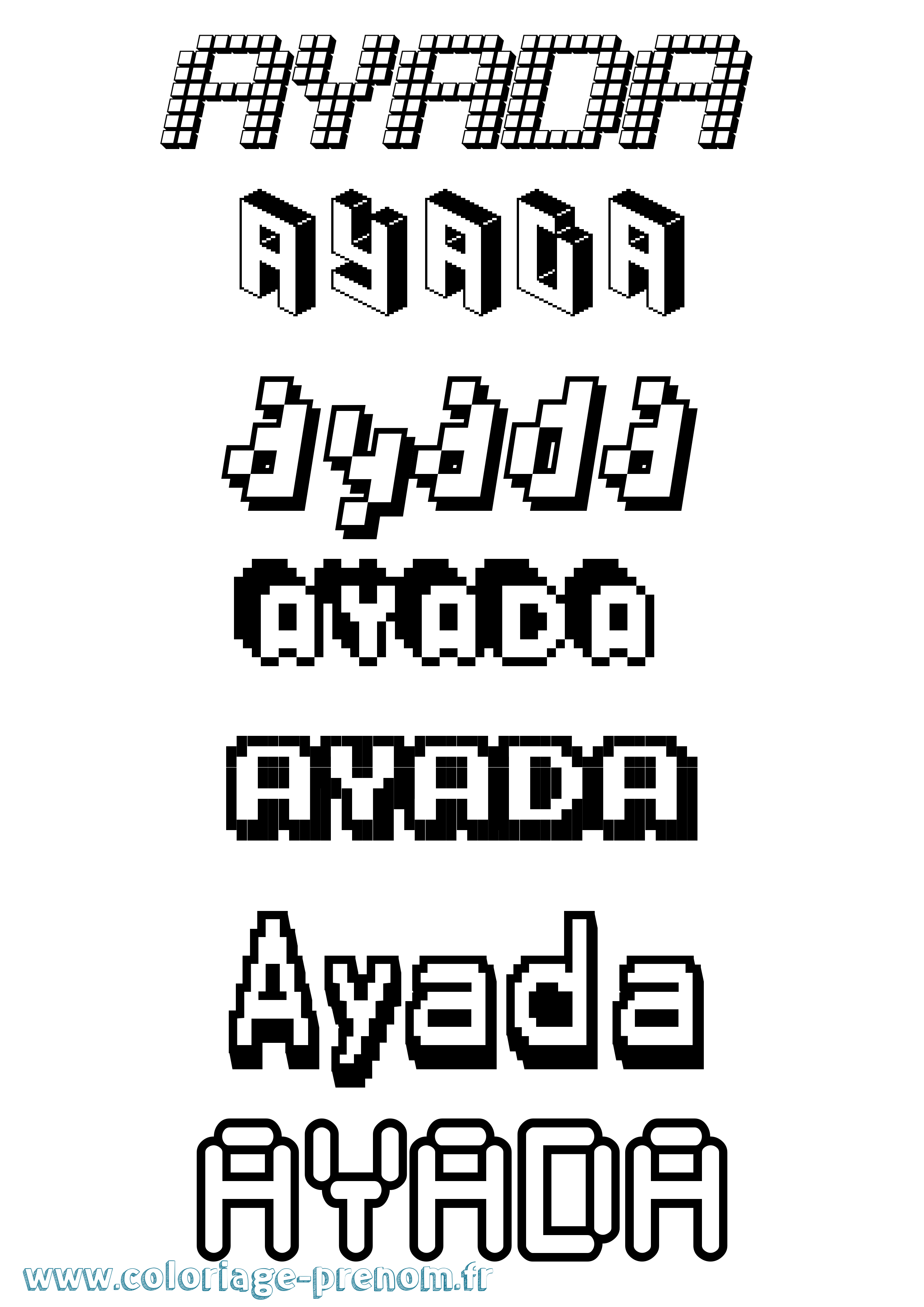 Coloriage Ayada Pixel Coloriage prénom Ayada Pixel