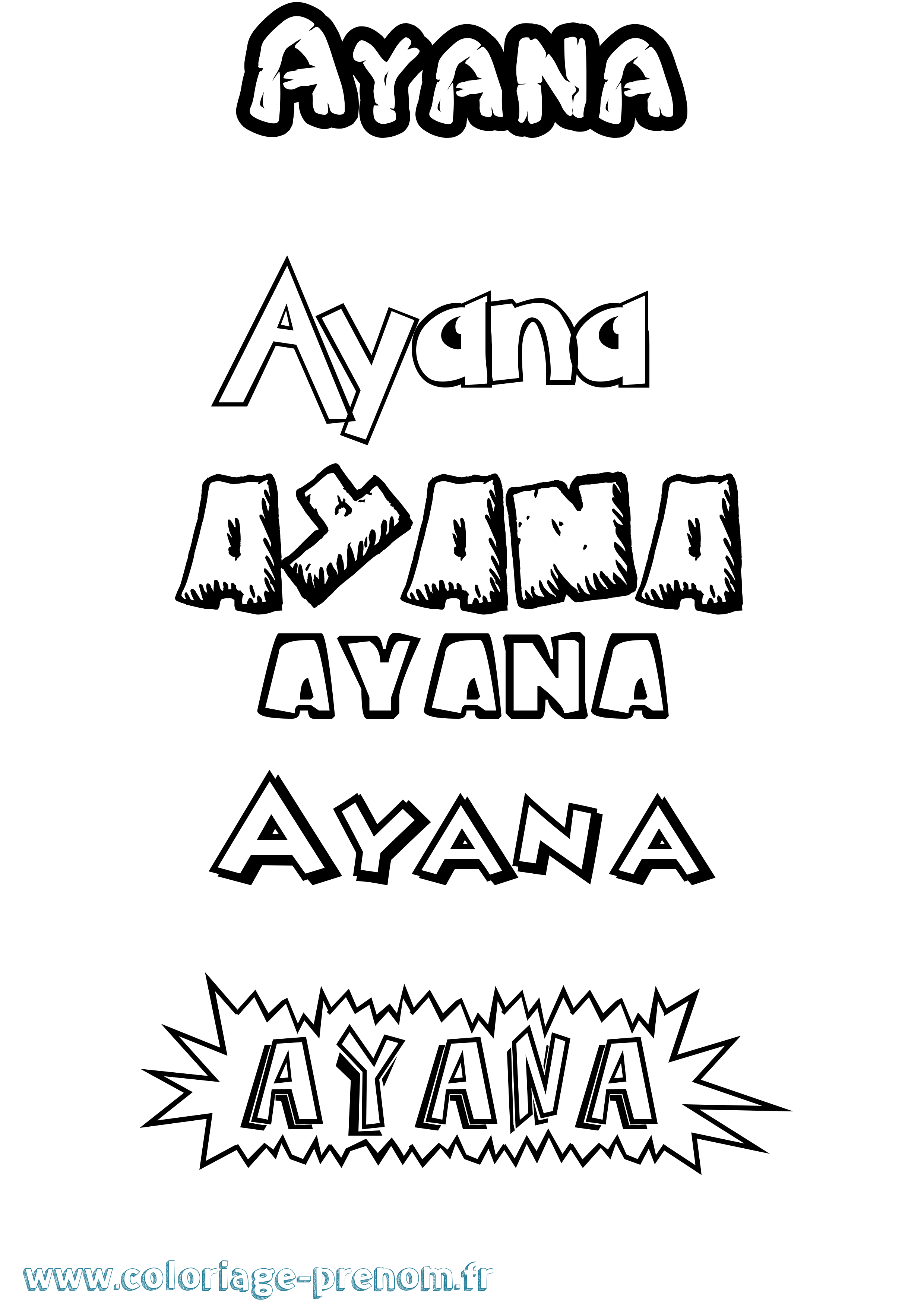 Coloriage Ayana Dessin Animé Coloriage prénom Ayana Dessin Animé