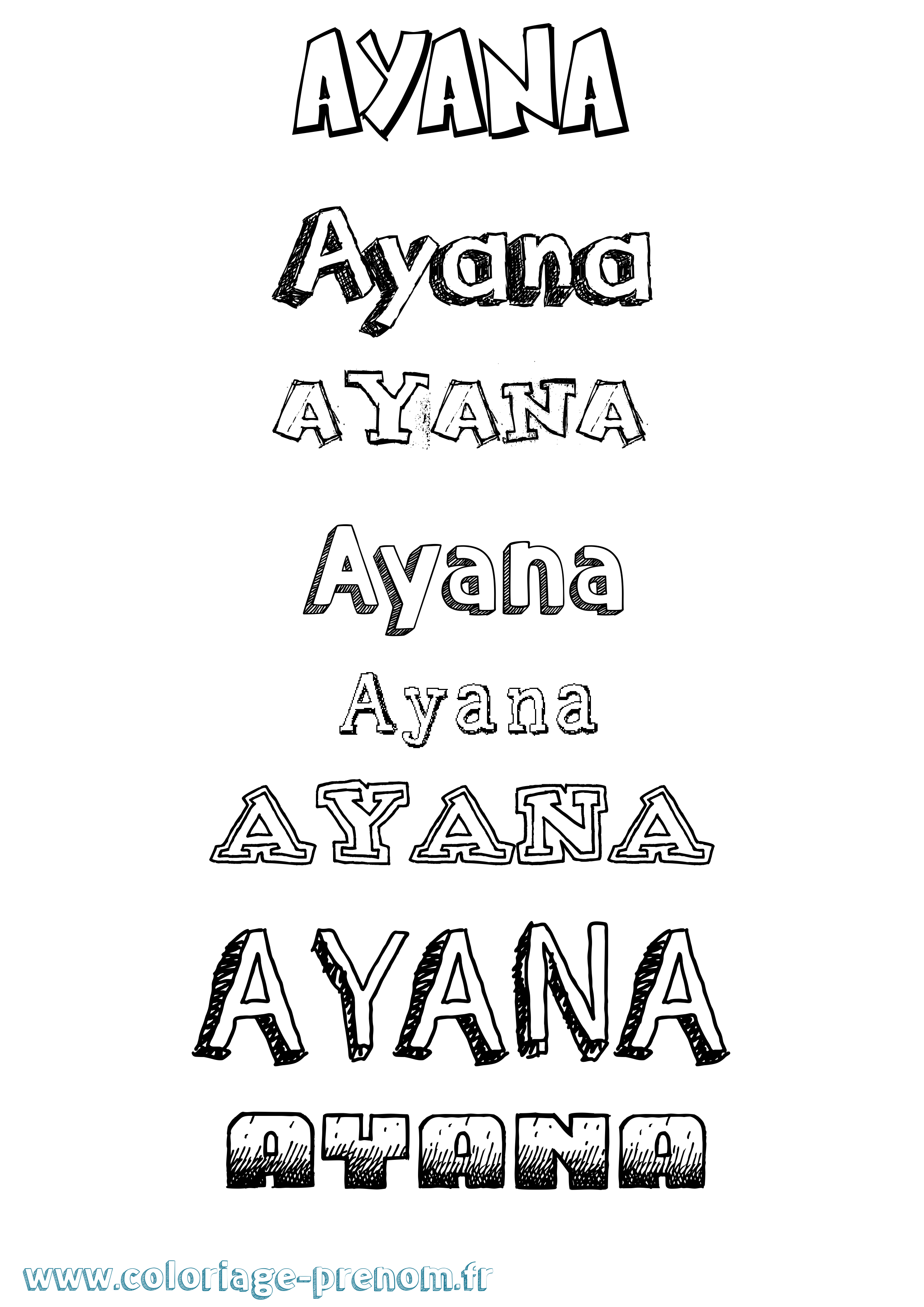 Coloriage Ayana Dessiné Coloriage prénom Ayana Dessiné