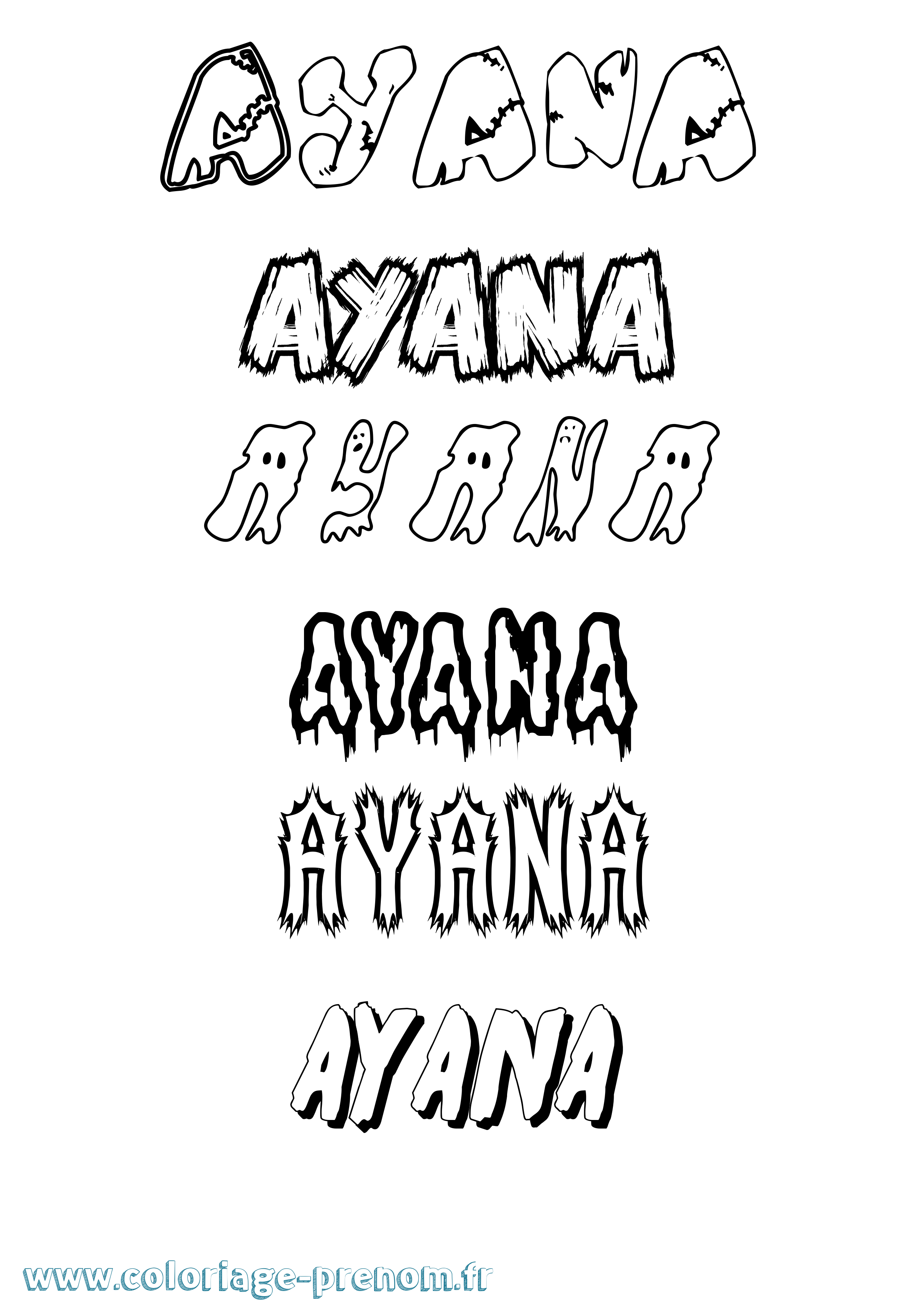 Coloriage Ayana Frisson Coloriage prénom Ayana Frisson