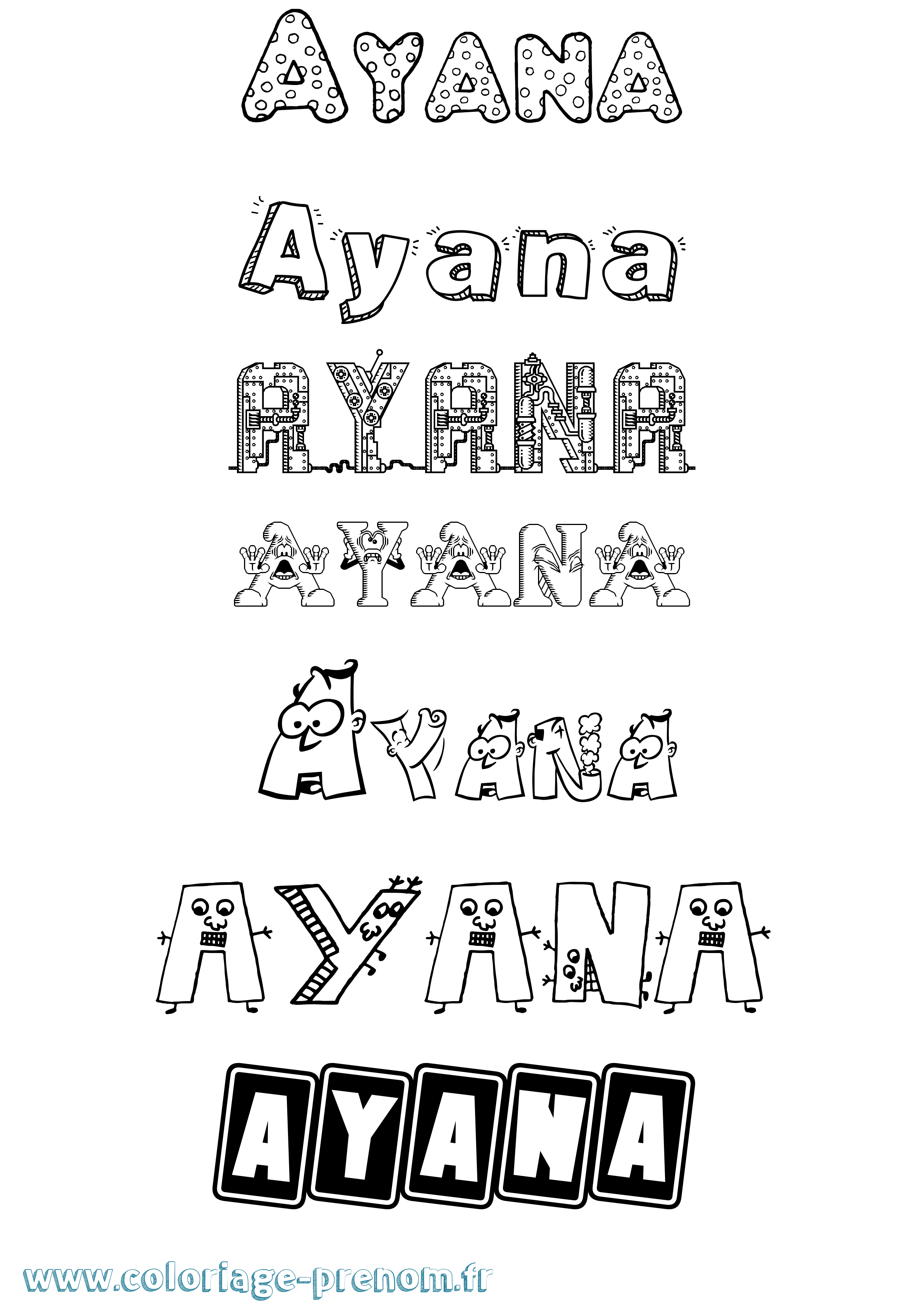 Coloriage Ayana Fun Coloriage prénom Ayana Fun