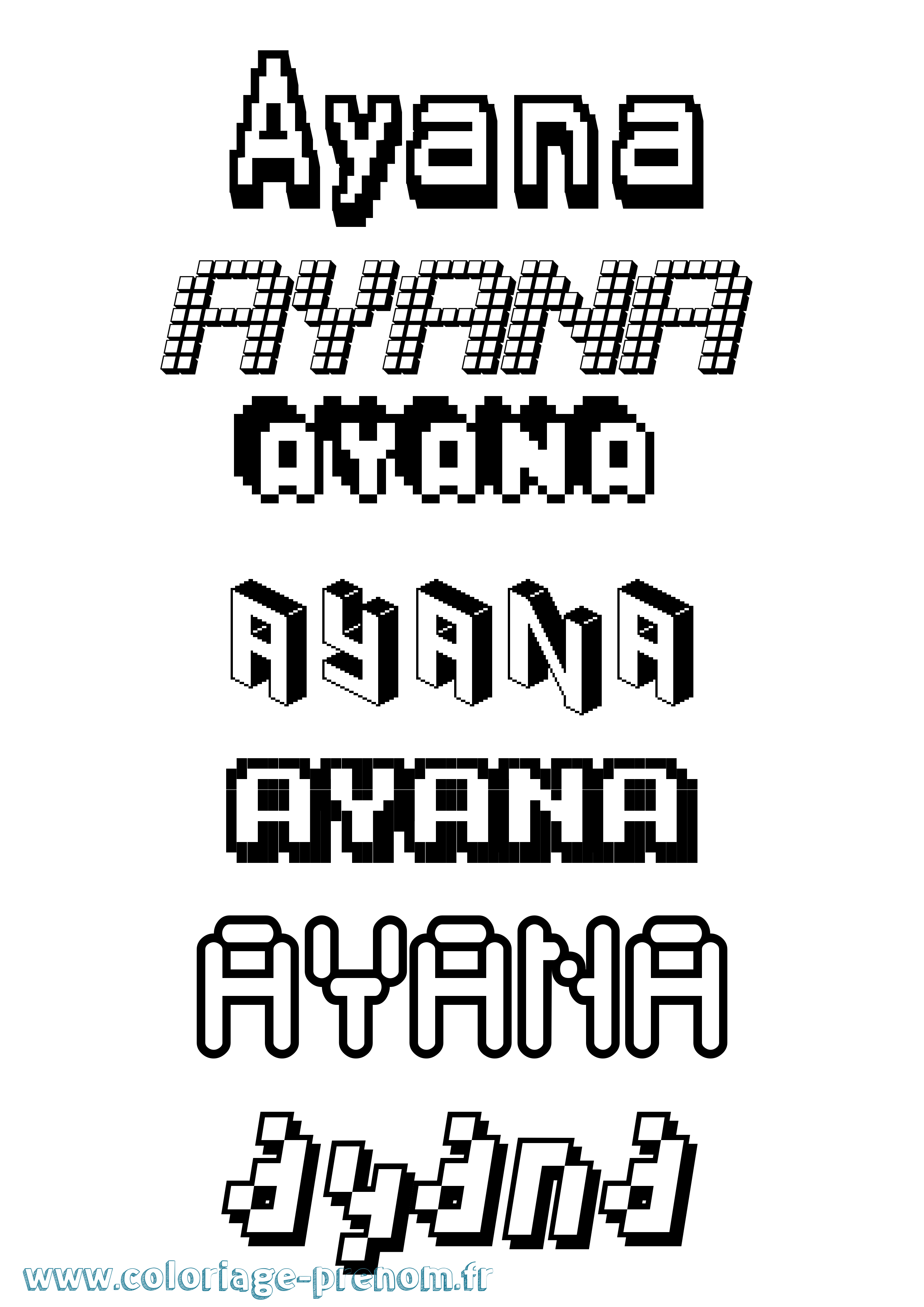 Coloriage Ayana Pixel Coloriage prénom Ayana Pixel