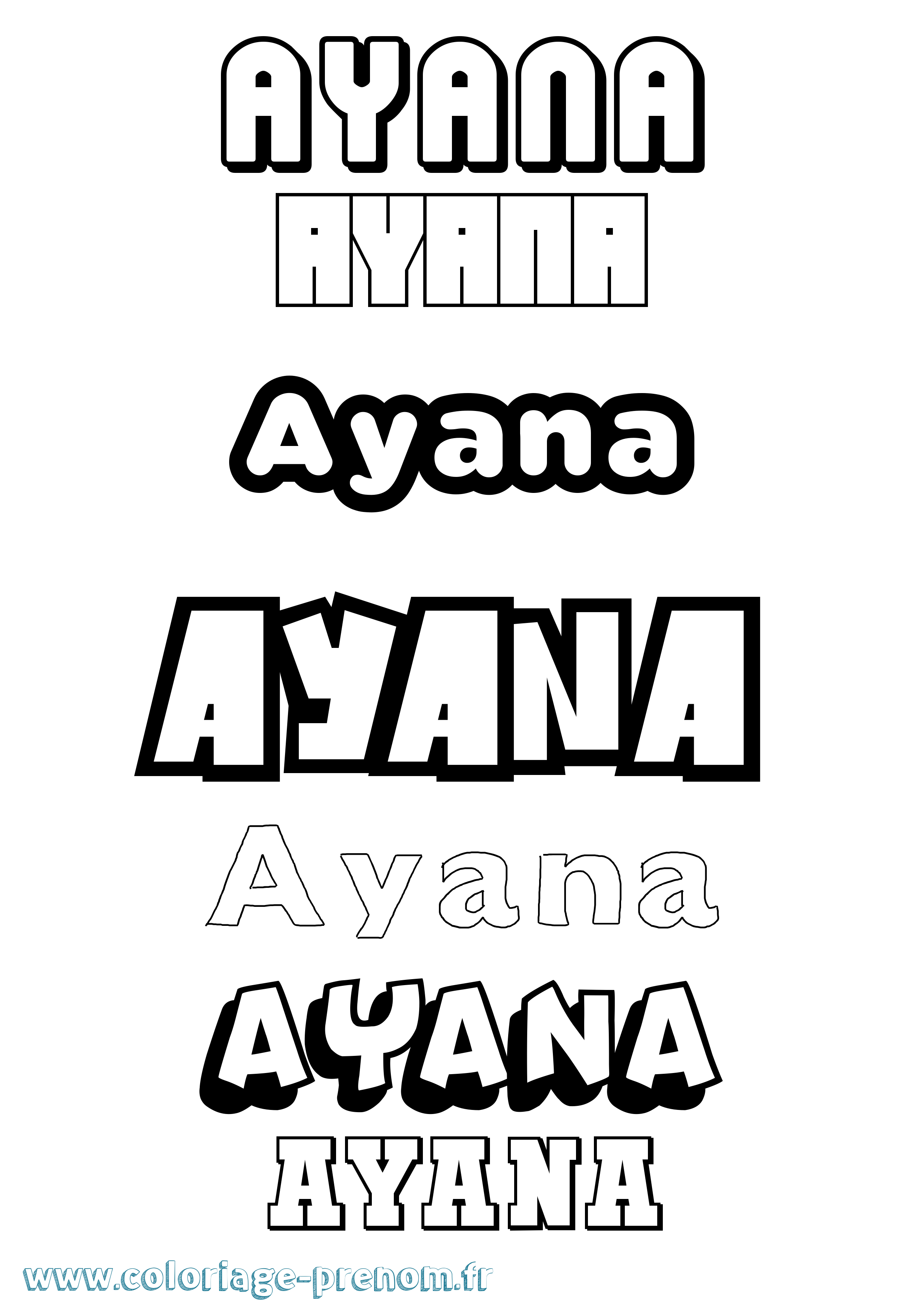 Coloriage Ayana Simple Coloriage prénom Ayana Simple